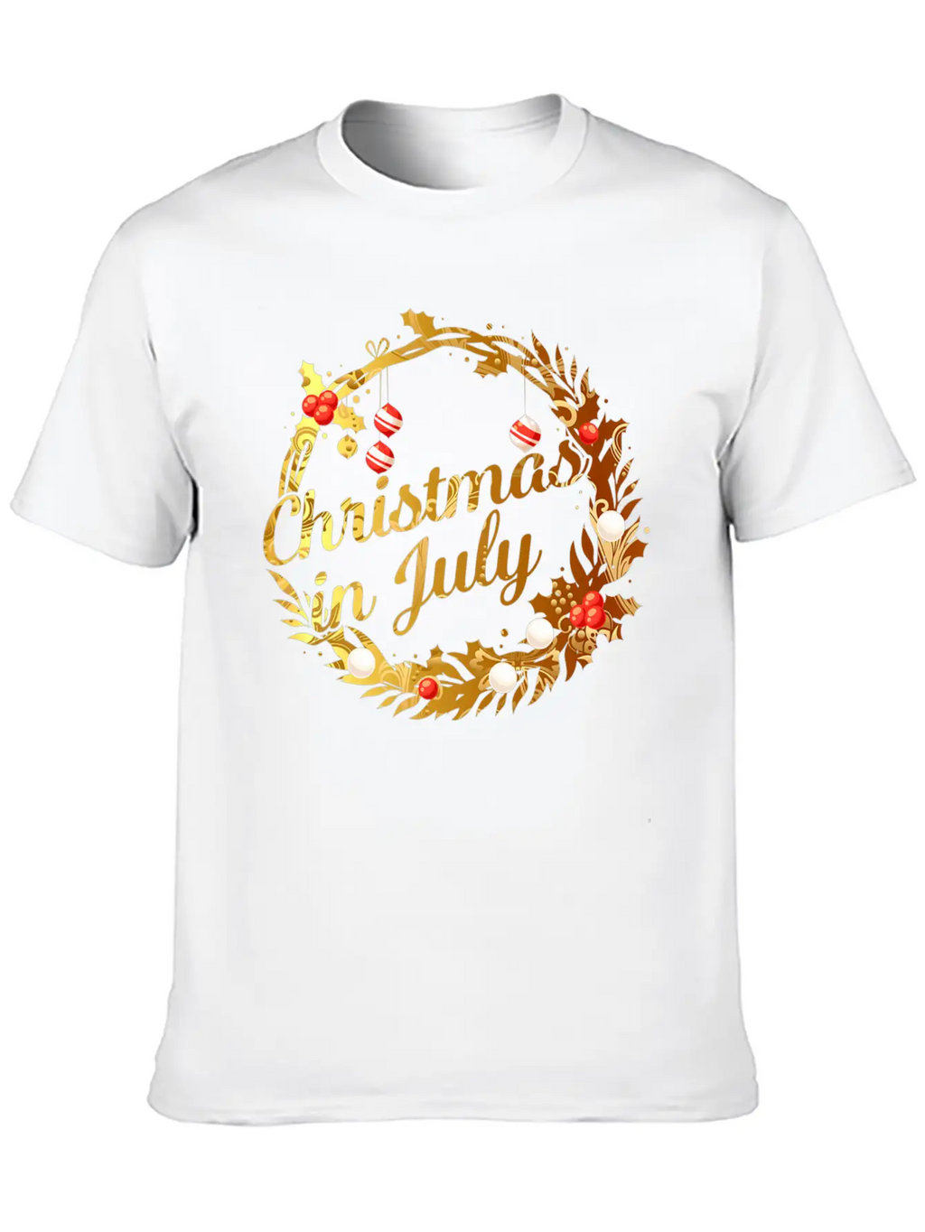 Christmas In July Tie Dye Wreath Door Xmas Tree Unisex Casual T-Shirt – Clean Design For Daily Comfort