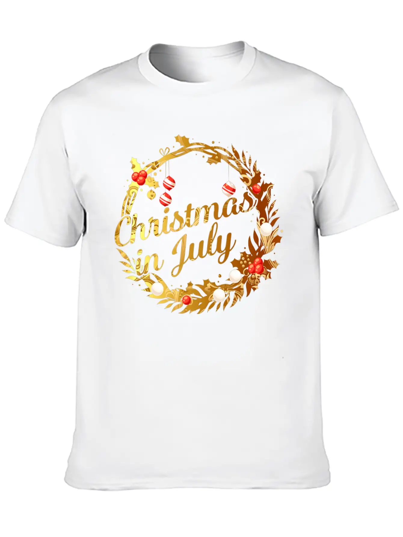 Christmas In July Tie Dye Wreath Door Xmas Tree Unisex Casual T-Shirt – Clean Design For Daily Comfort