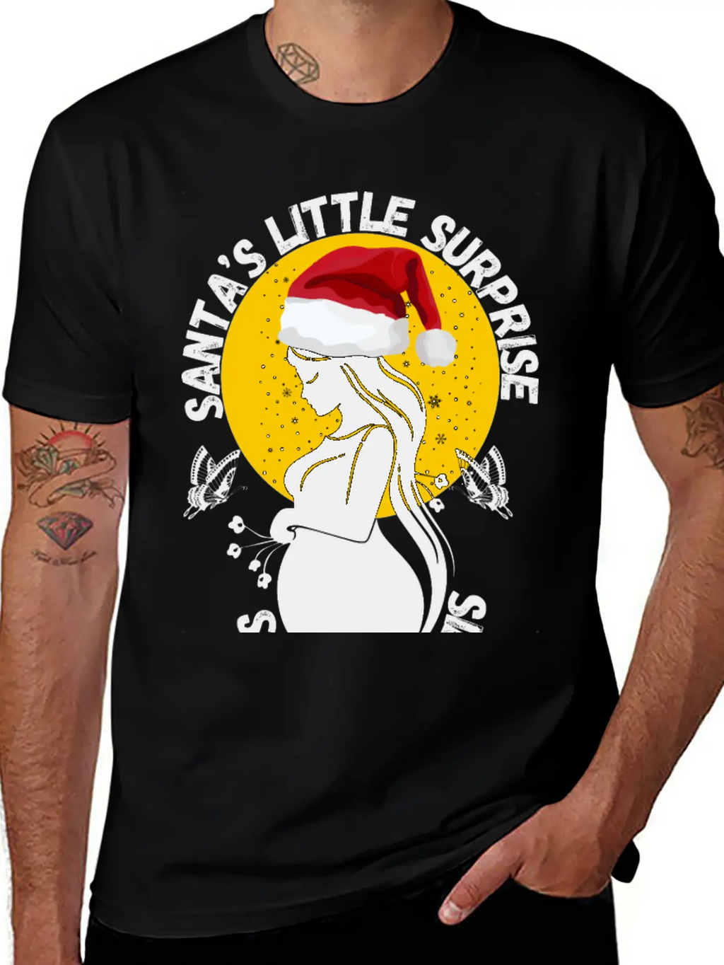 Christmas Pregnancy Santa's Little Surprise Unisex Casual T-Shirt – Clean Design For Daily Comfort