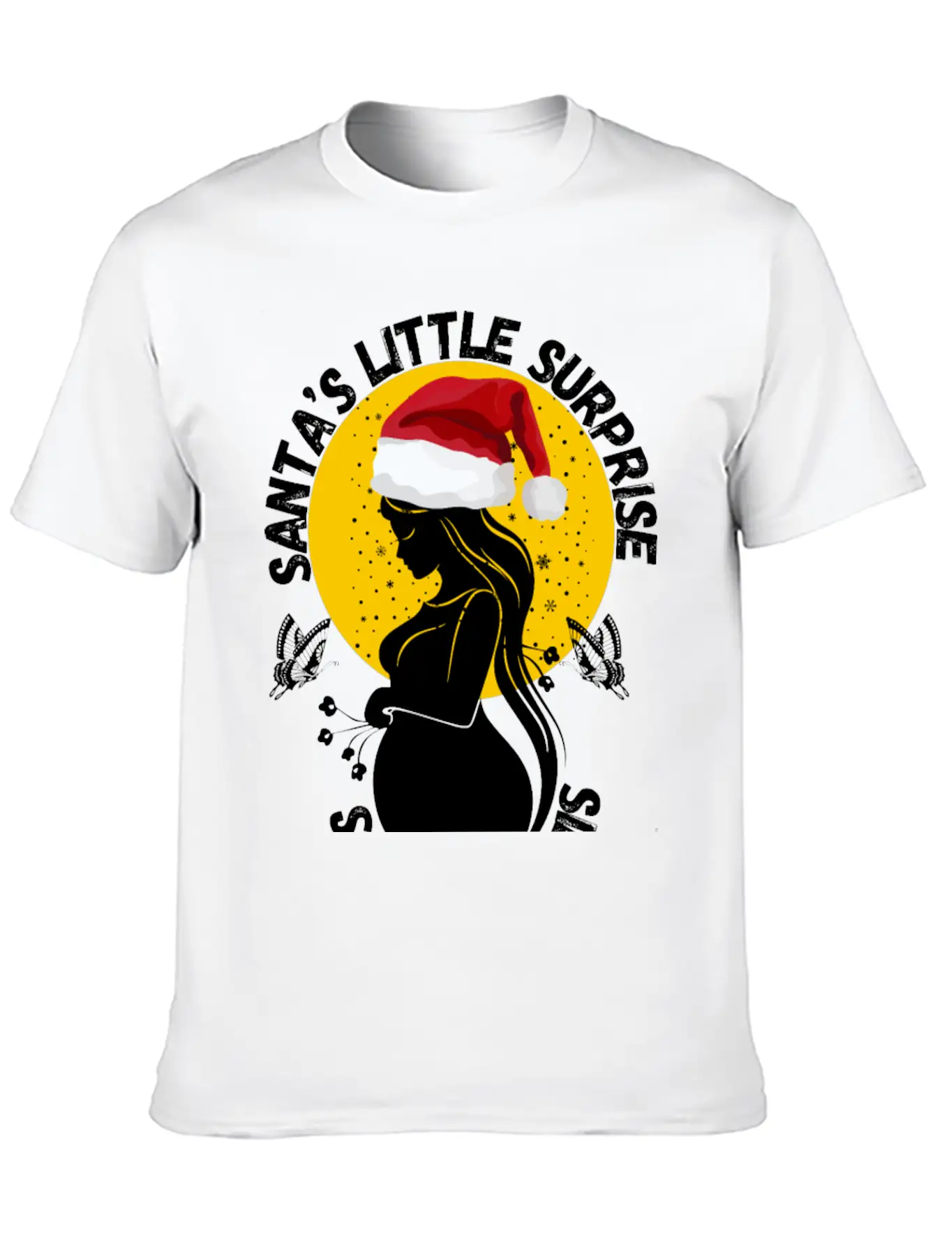 Christmas Pregnancy Santa's Little Surprise Unisex Casual T-Shirt – Clean Design For Daily Comfort