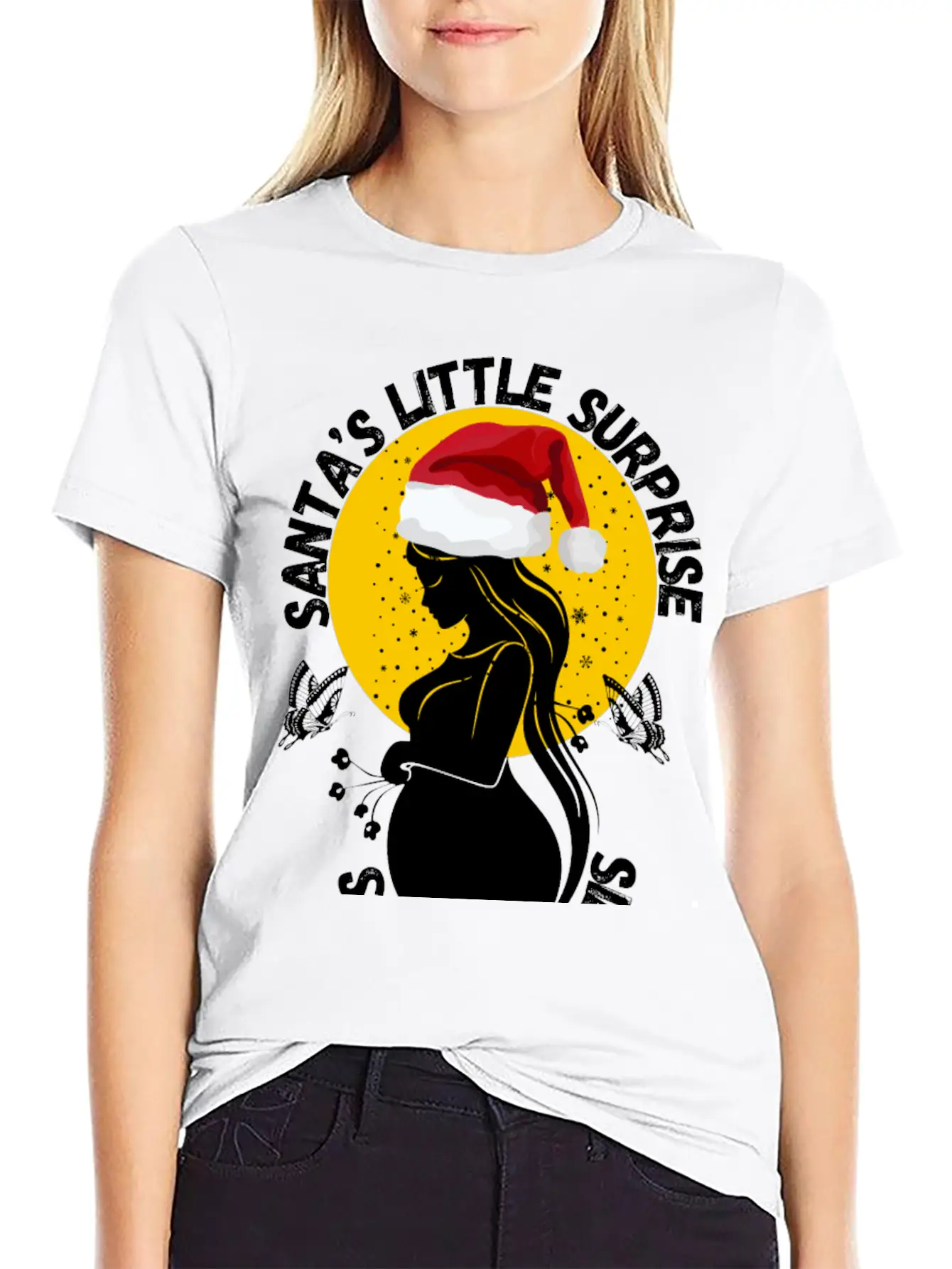 Christmas Pregnancy Santa's Little Surprise Unisex Casual T-Shirt – Clean Design For Daily Comfort