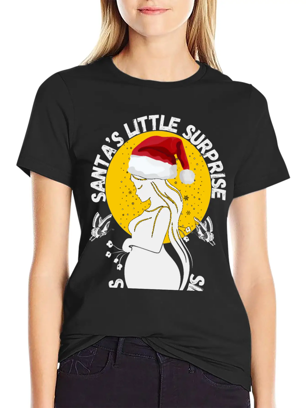 Christmas Pregnancy Santa's Little Surprise Unisex Casual T-Shirt – Clean Design For Daily Comfort