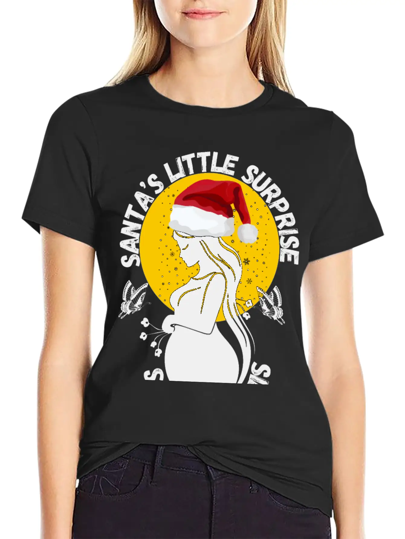 Christmas Pregnancy Santa's Little Surprise Unisex Casual T-Shirt – Clean Design For Daily Comfort