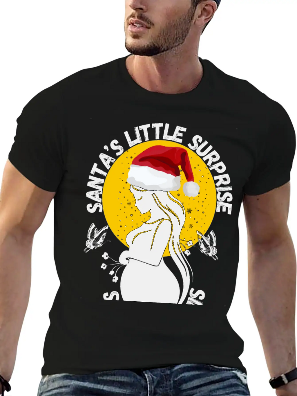Christmas Pregnancy Santa's Little Surprise Unisex Casual T-Shirt – Clean Design For Daily Comfort
