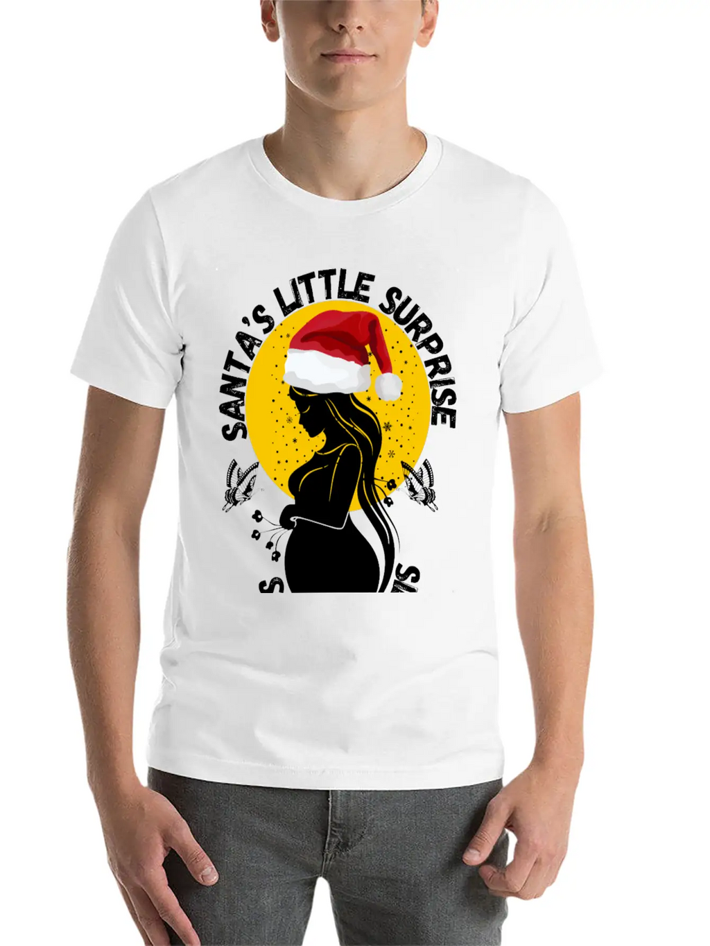 Christmas Pregnancy Santa's Little Surprise Unisex Casual T-Shirt – Clean Design For Daily Comfort