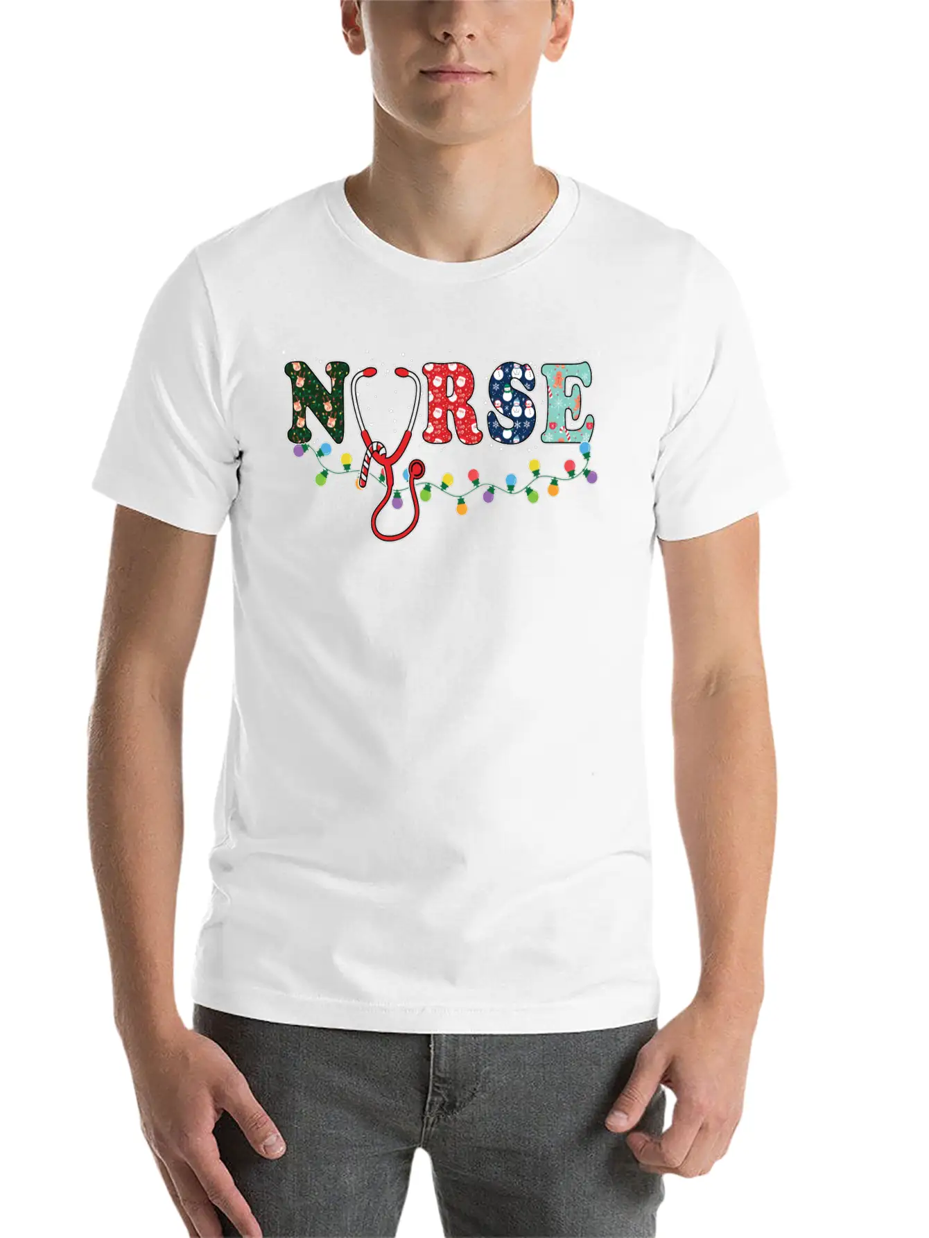 Christmas Theme Nurse T Shirt Unisex Casual T-Shirt – Clean Design For Daily Comfort