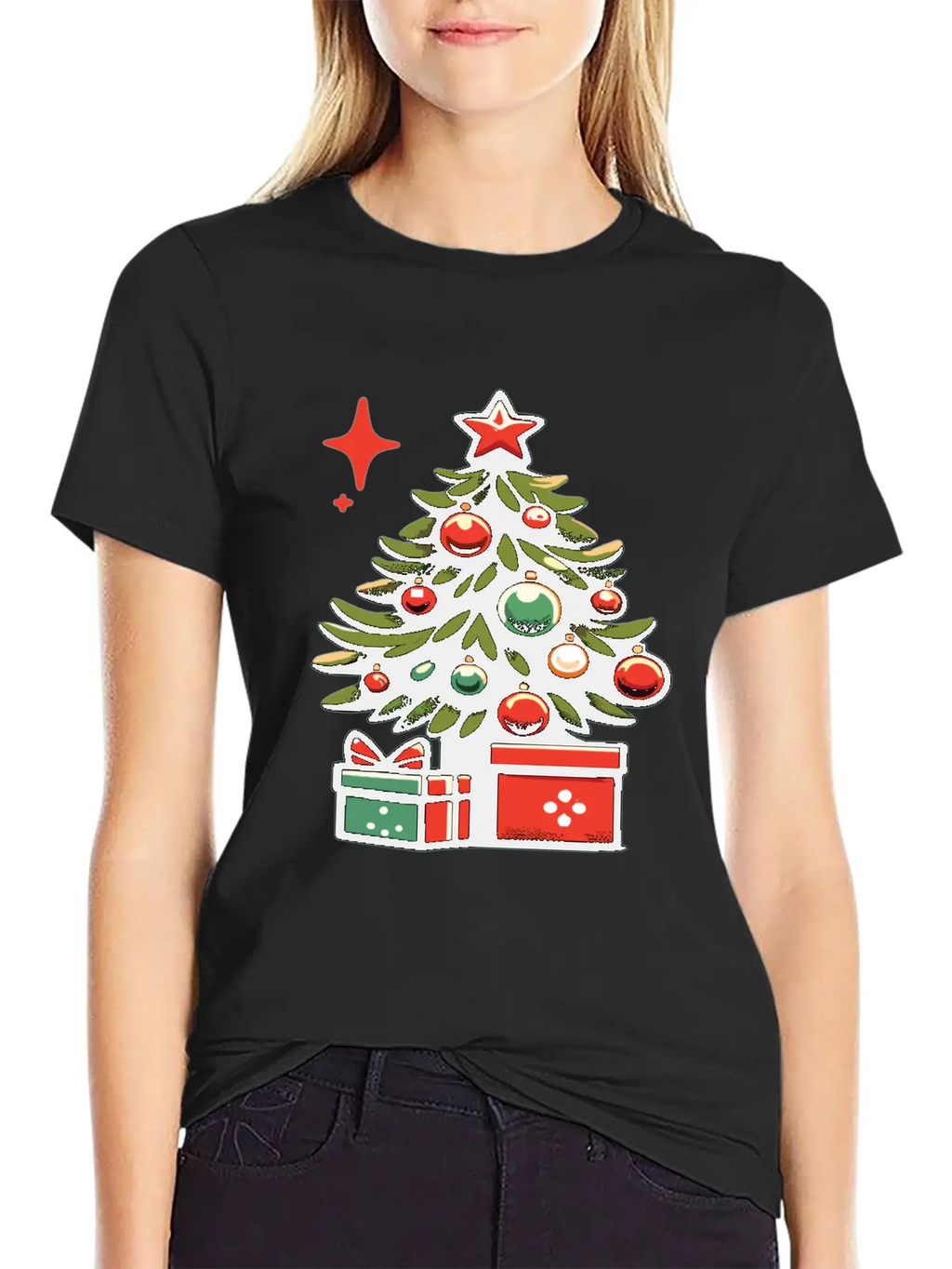 Christmas Tree Fir Tree Christmas Tree Casual Graphic T-Shirt – Simple And Comfortable Daily Wear