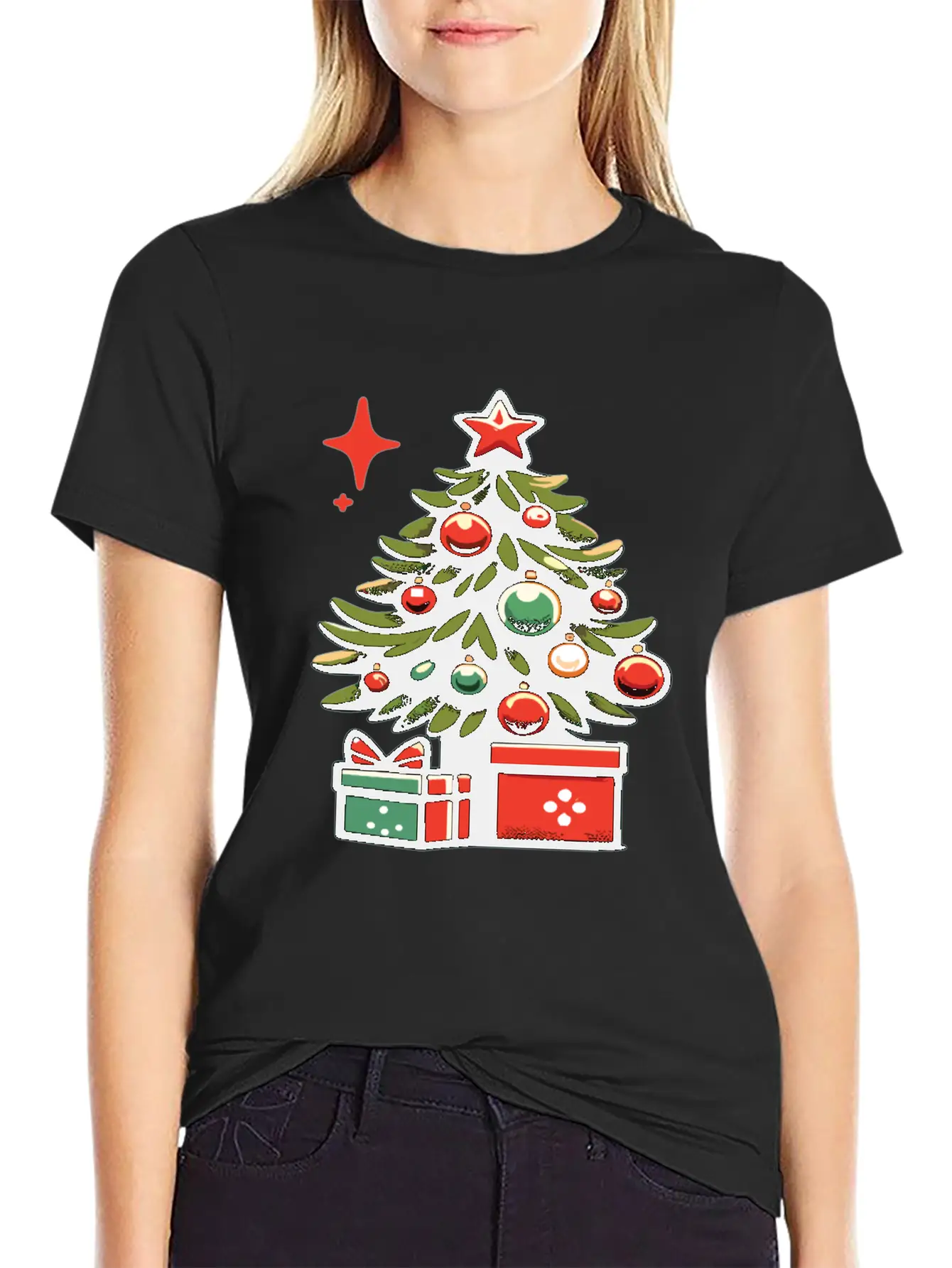 Christmas Tree Fir Tree Christmas Tree Casual Graphic T-Shirt – Simple And Comfortable Daily Wear