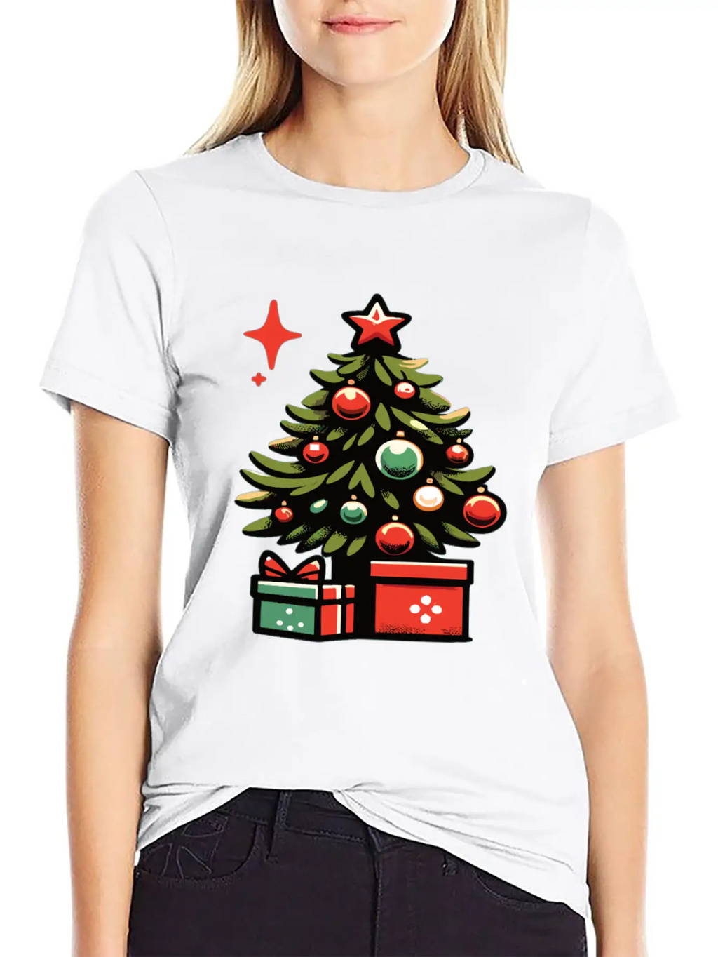Christmas Tree Fir Tree Christmas Tree Casual Graphic T-Shirt – Simple And Comfortable Daily Wear