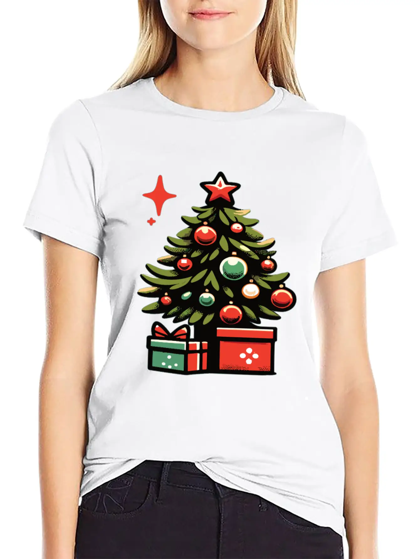Christmas Tree Fir Tree Christmas Tree Casual Graphic T-Shirt – Simple And Comfortable Daily Wear