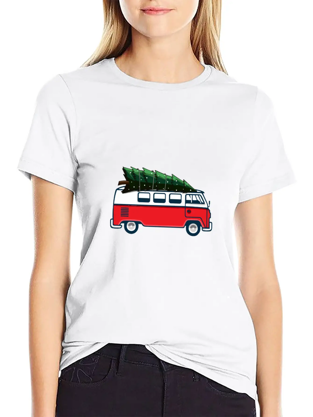 Christmas Tree On Car Van Xmas Ugly Sweater Pullov Casual Graphic T-Shirt – Simple And Comfortable Daily Wear