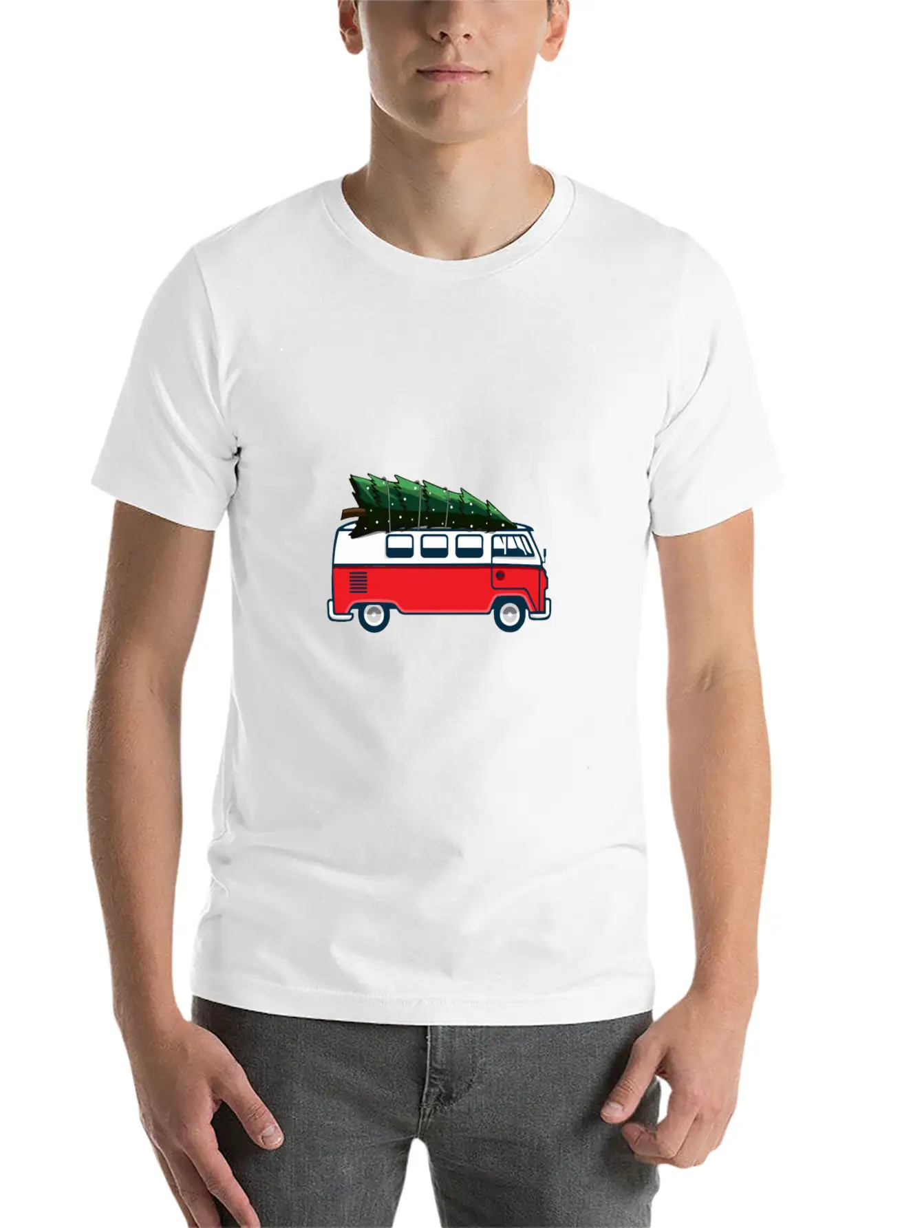 Christmas Tree On Car Van Xmas Ugly Sweater Pullov Casual Graphic T-Shirt – Simple And Comfortable Daily Wear