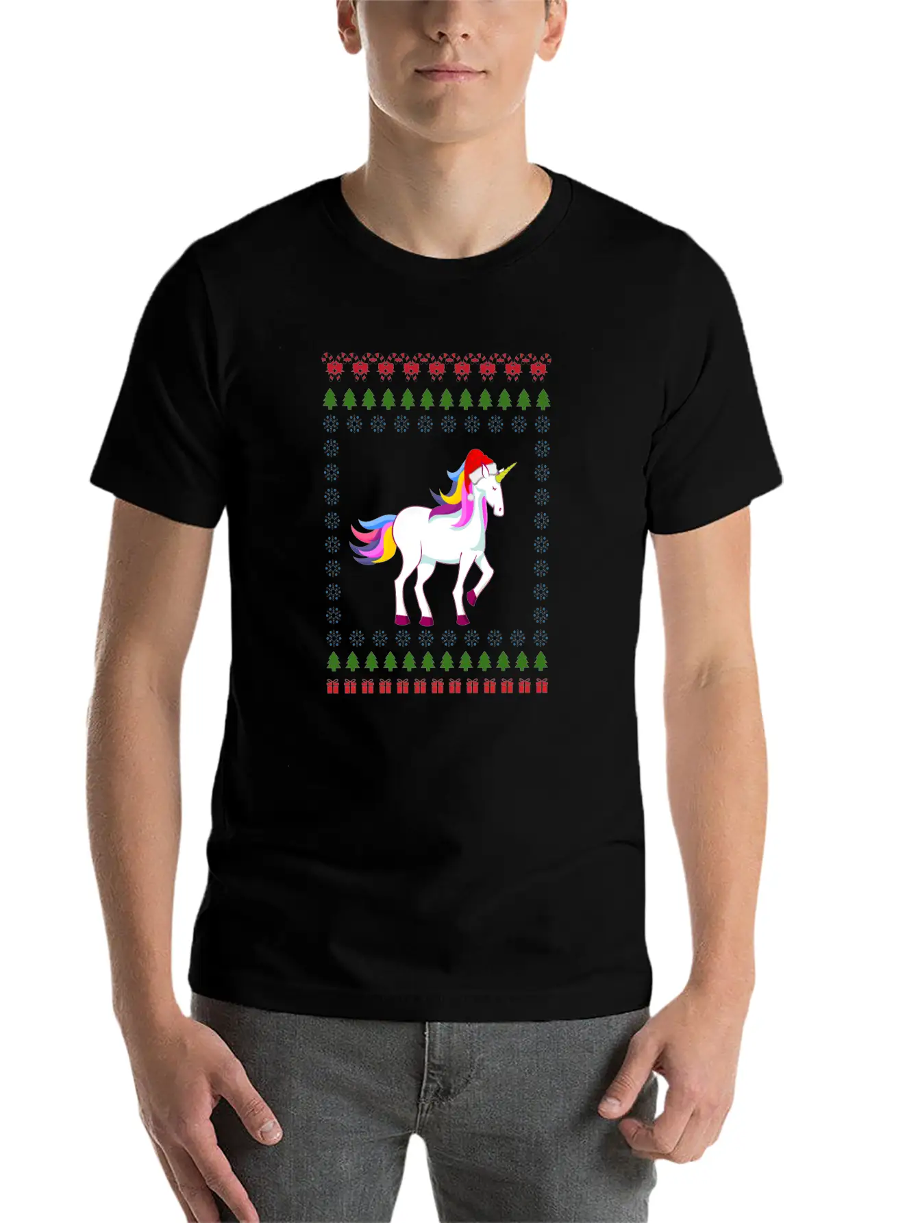 Christmas Unicorn Unicorn Born As A Unicorn Unisex Short Sleeve Soft Cotton T-Shirt – Casual Everyday Wear