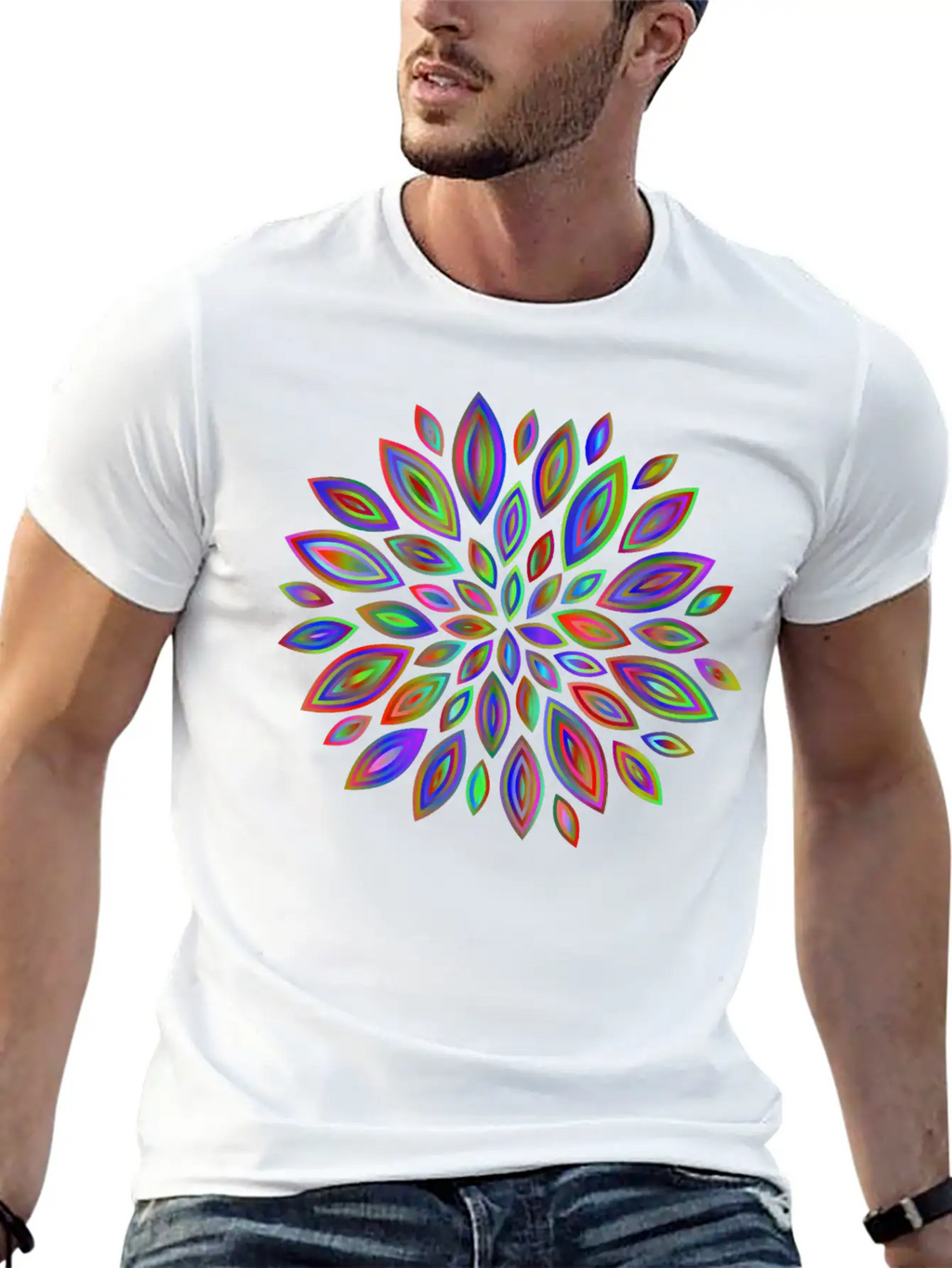 Chromatic Flower Petals 7 Breathable Soft Cotton T-Shirt – Timeless Casual Look