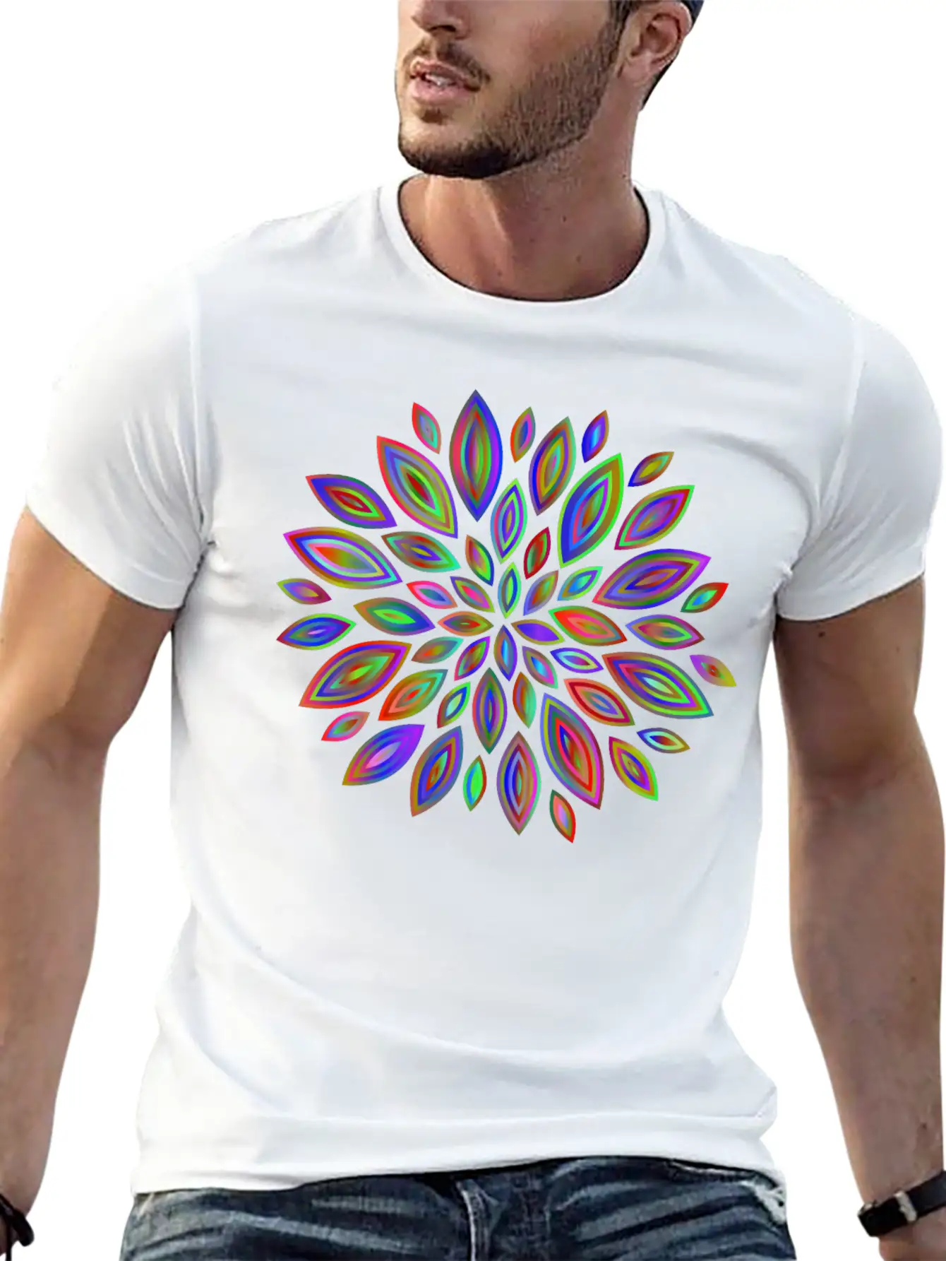 Chromatic Flower Petals 7 Breathable Soft Cotton T-Shirt – Timeless Casual Look
