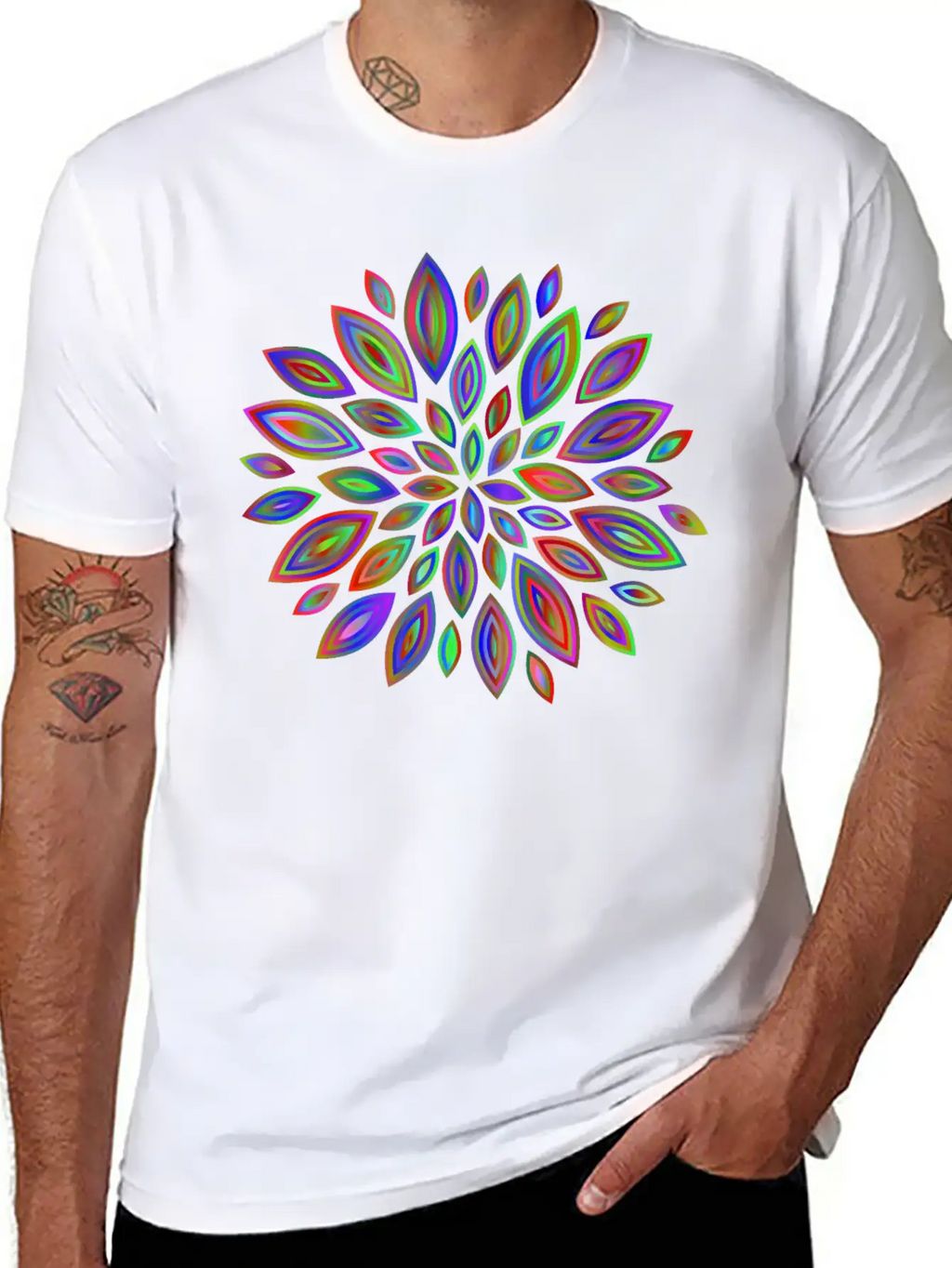 Chromatic Flower Petals 7 Breathable Soft Cotton T-Shirt – Timeless Casual Look