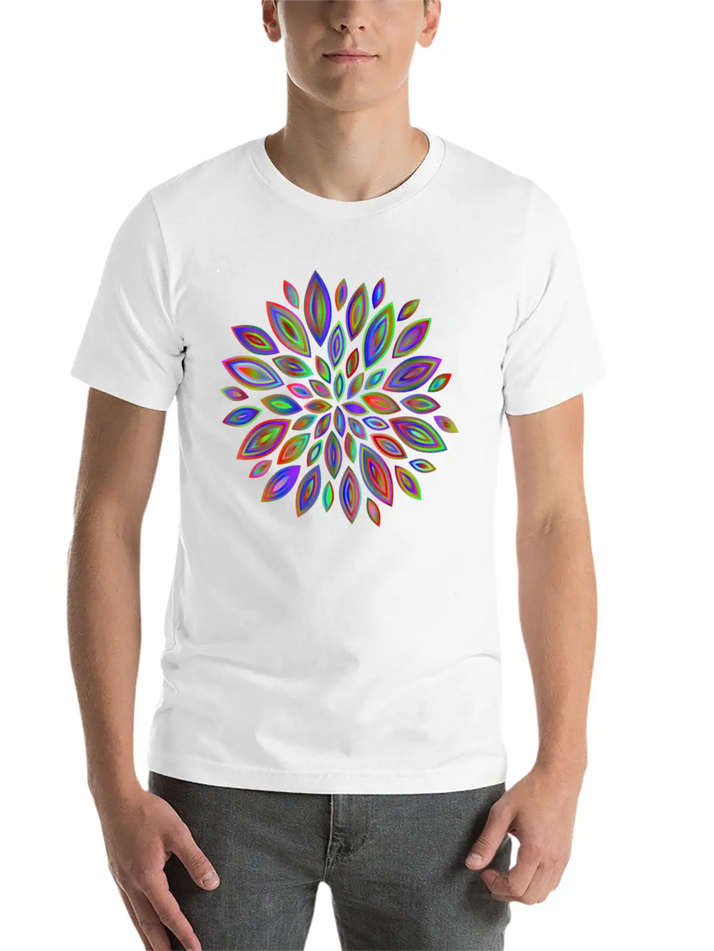Chromatic Flower Petals 7 Breathable Soft Cotton T-Shirt – Timeless Casual Look