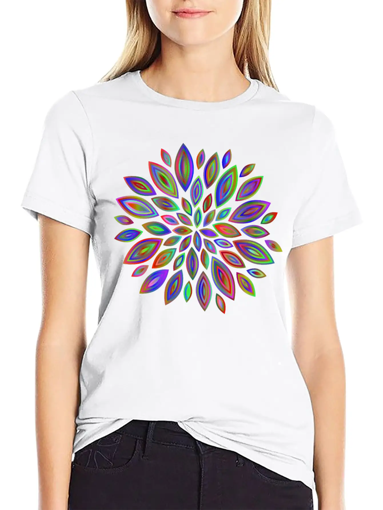 Chromatic Flower Petals 7 Breathable Soft Cotton T-Shirt – Timeless Casual Look