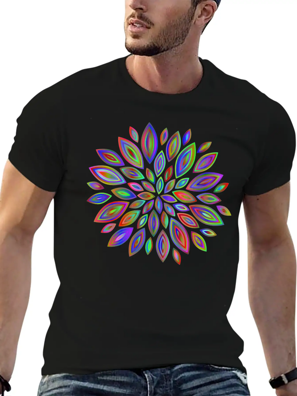 Chromatic Flower Petals 7 Breathable Soft Cotton T-Shirt – Timeless Casual Look