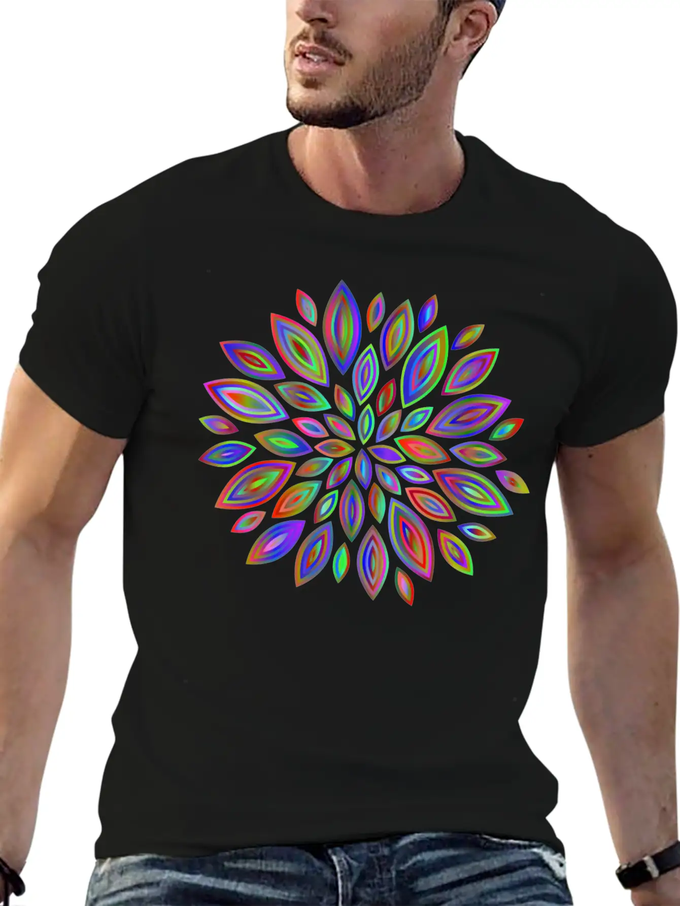 Chromatic Flower Petals 7 Breathable Soft Cotton T-Shirt – Timeless Casual Look