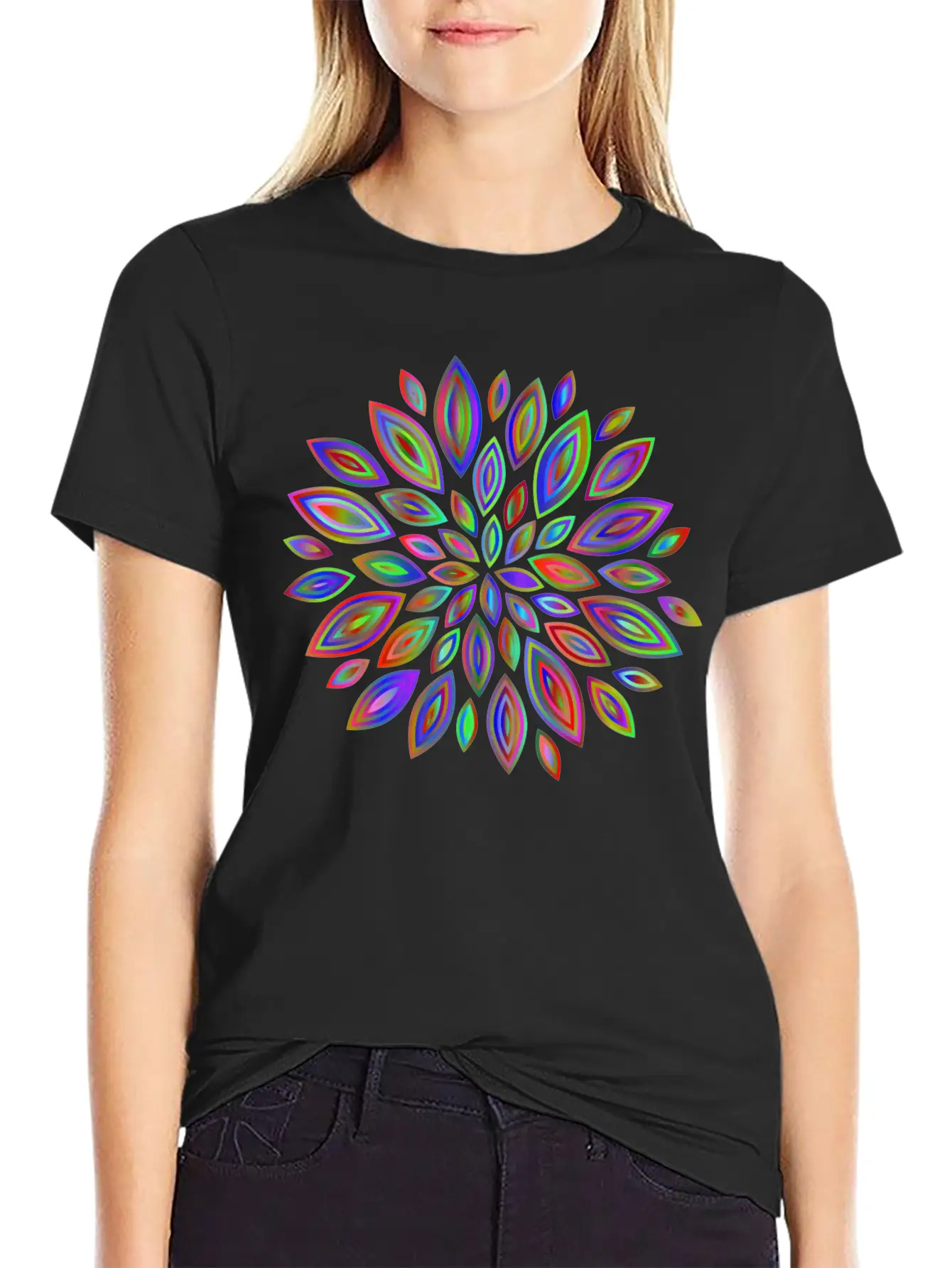 Chromatic Flower Petals 7 Breathable Soft Cotton T-Shirt – Timeless Casual Look