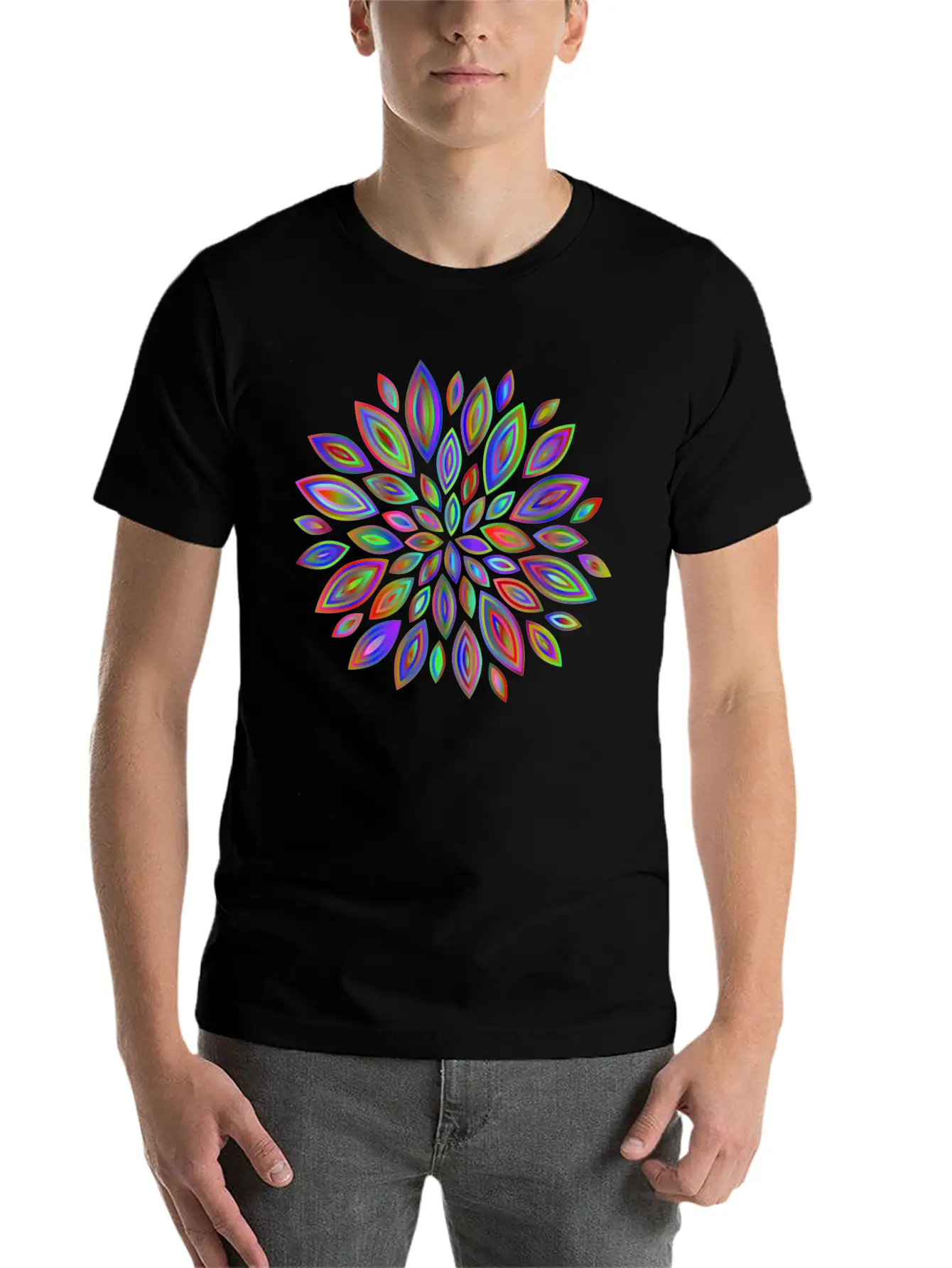 Chromatic Flower Petals 7 Breathable Soft Cotton T-Shirt – Timeless Casual Look