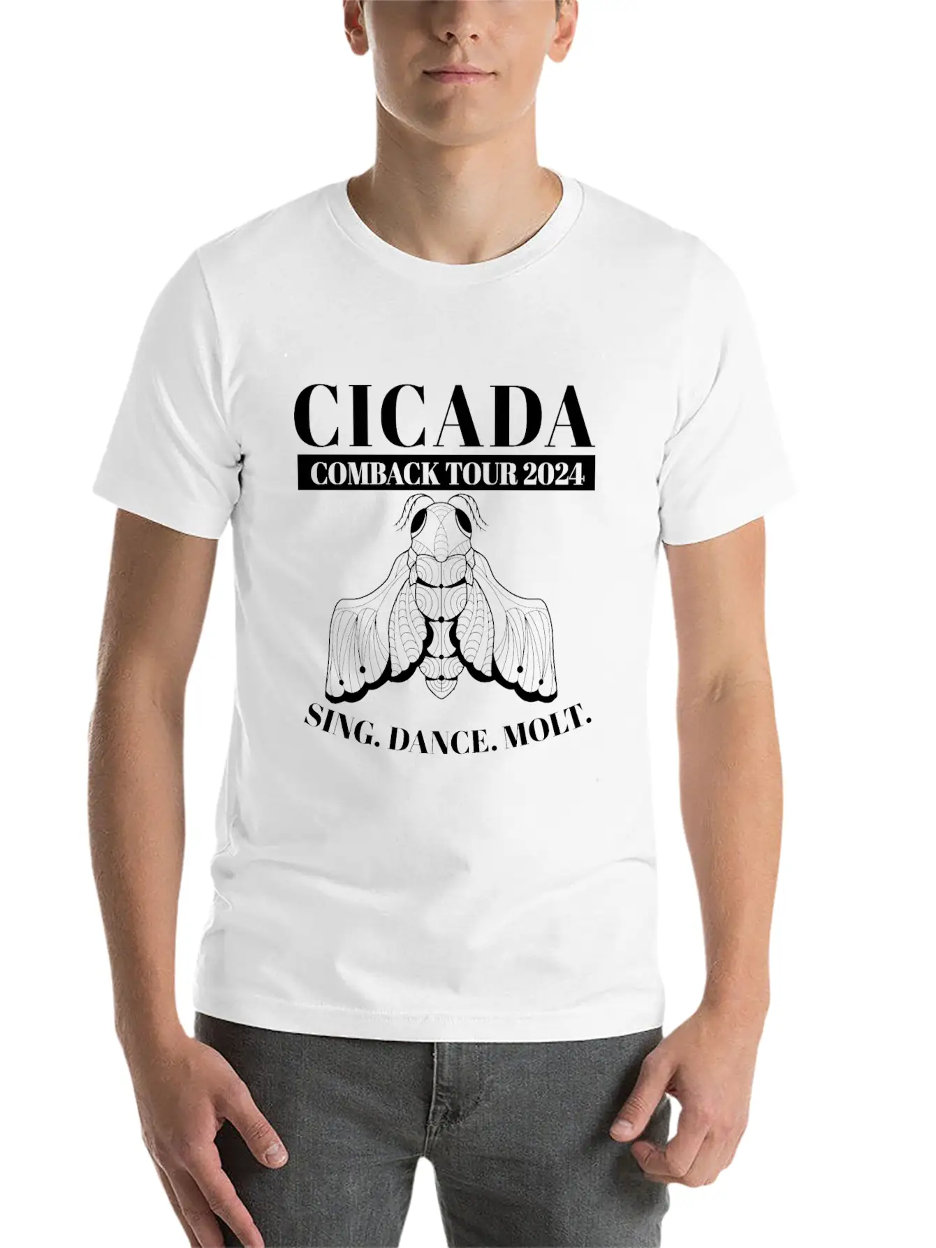 Cicada Comeback Tour 2024 Cicada Brood Swarm Unisex Short Sleeve Soft Cotton T-Shirt – Casual Everyday Wear