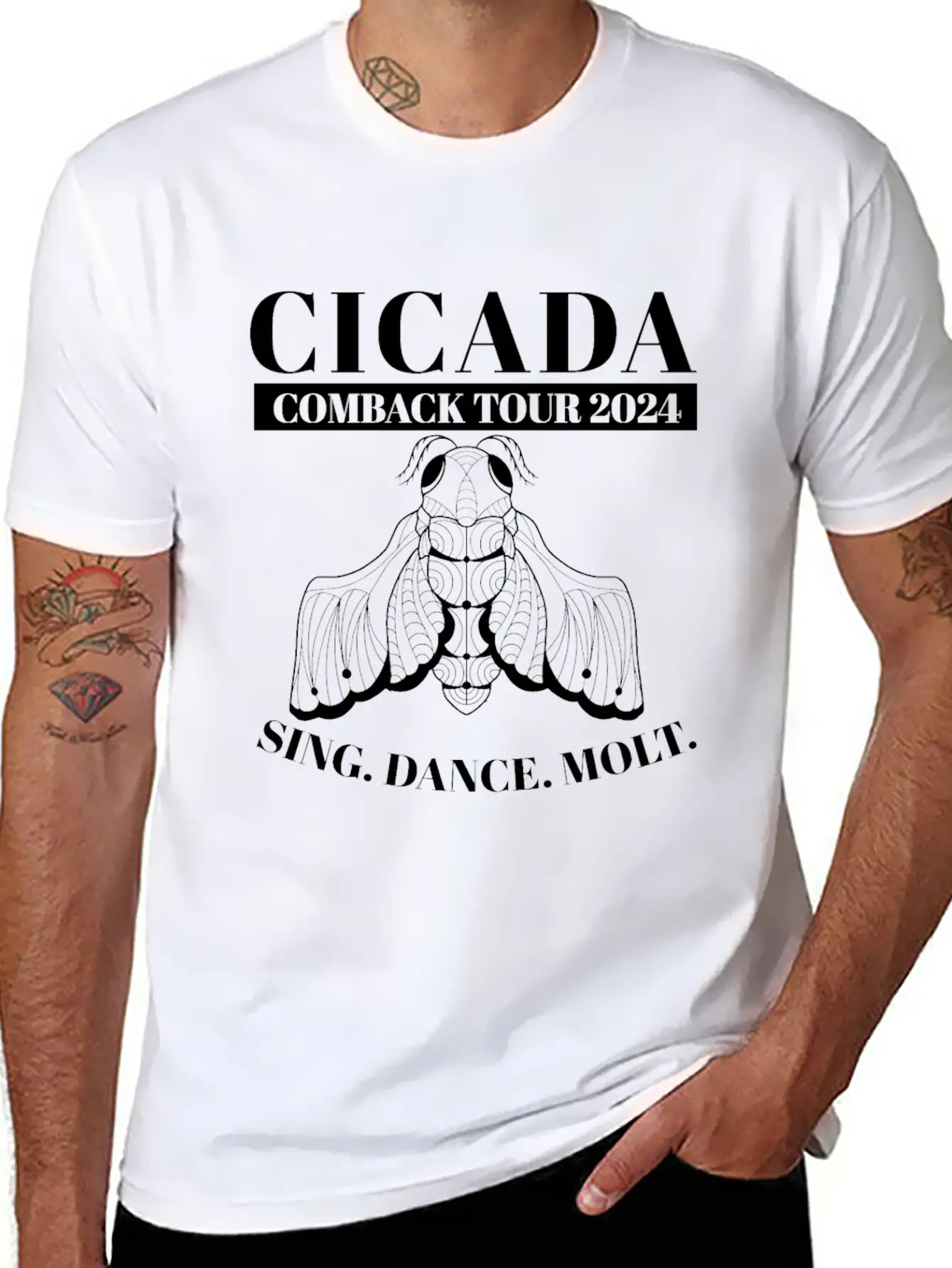 Cicada Comeback Tour 2024 Cicada Brood Swarm Unisex Short Sleeve Soft Cotton T-Shirt – Casual Everyday Wear