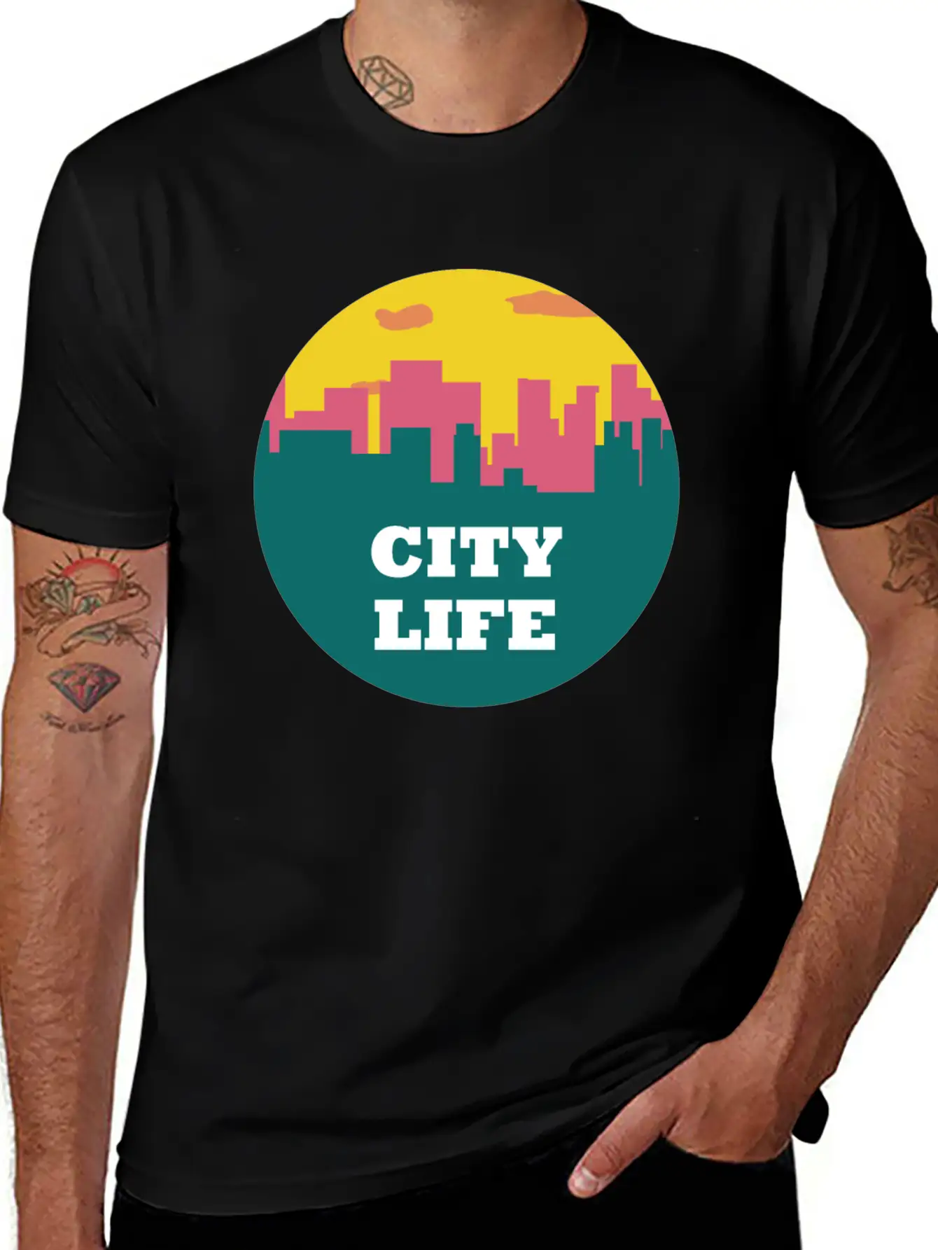 City Life - Urban Skyline At Sunset Unisex Casual T-Shirt – Clean Design For Daily Comfort