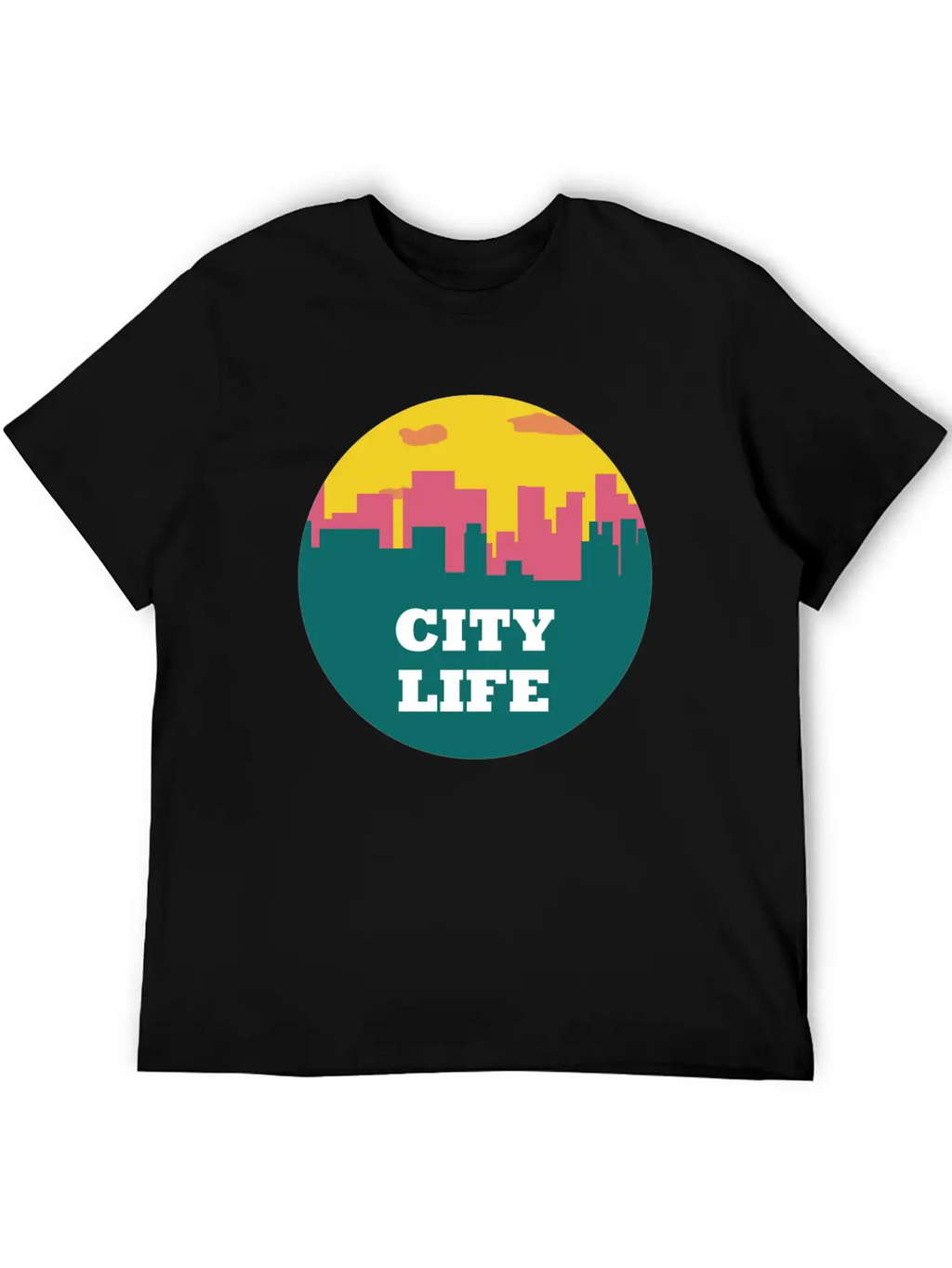 City Life - Urban Skyline At Sunset Unisex Casual T-Shirt – Clean Design For Daily Comfort