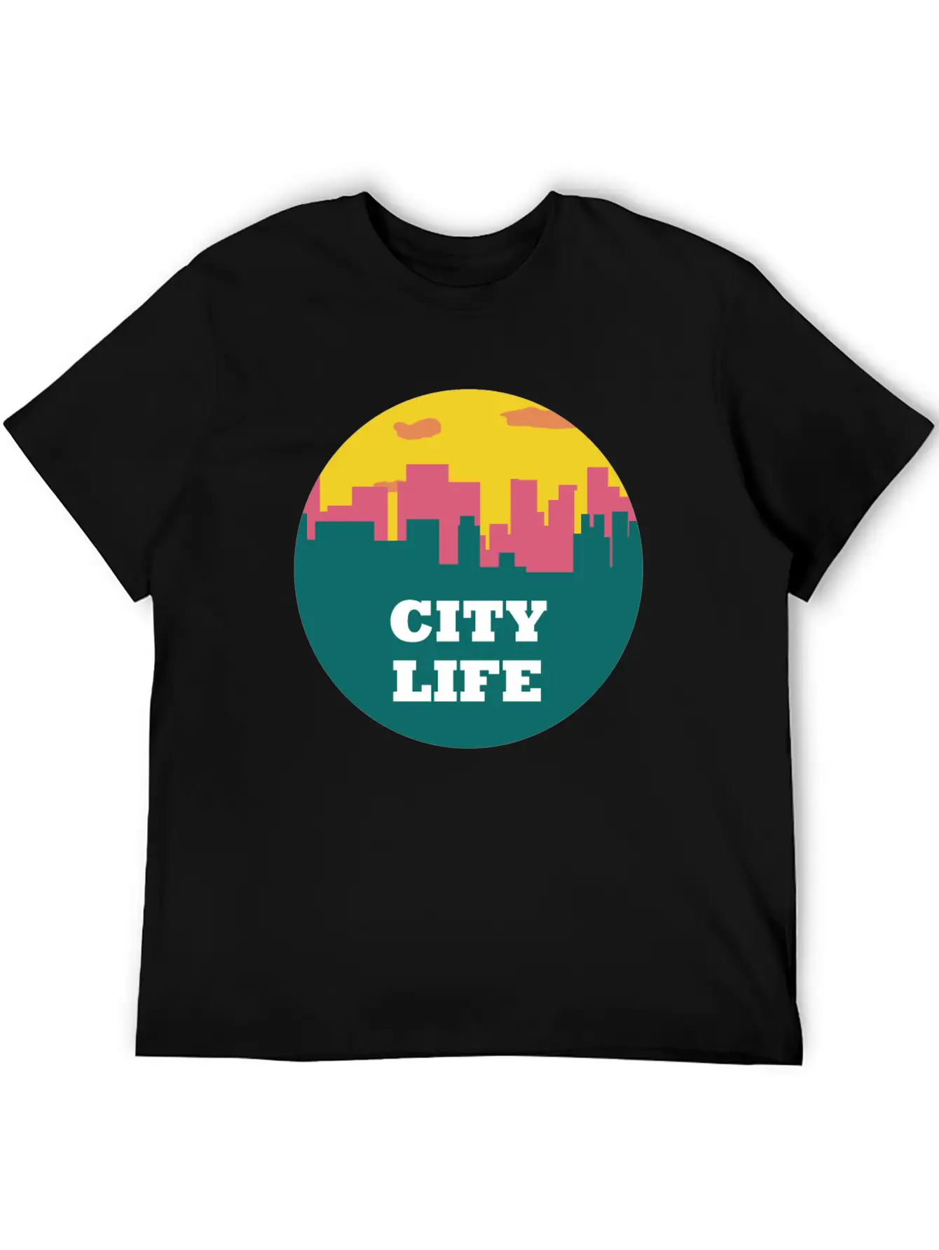 City Life - Urban Skyline At Sunset Unisex Casual T-Shirt – Clean Design For Daily Comfort