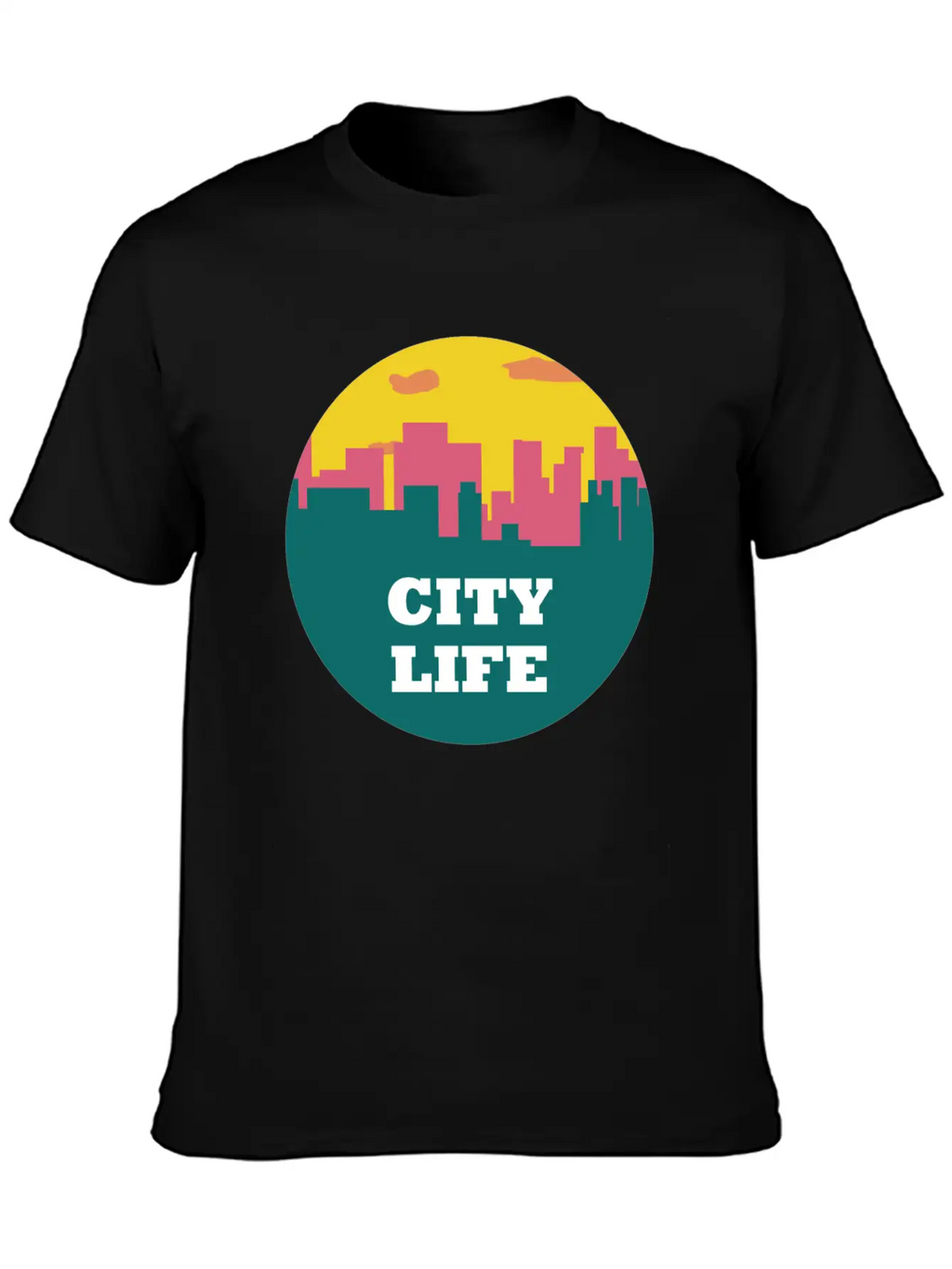 City Life - Urban Skyline At Sunset Unisex Casual T-Shirt – Clean Design For Daily Comfort