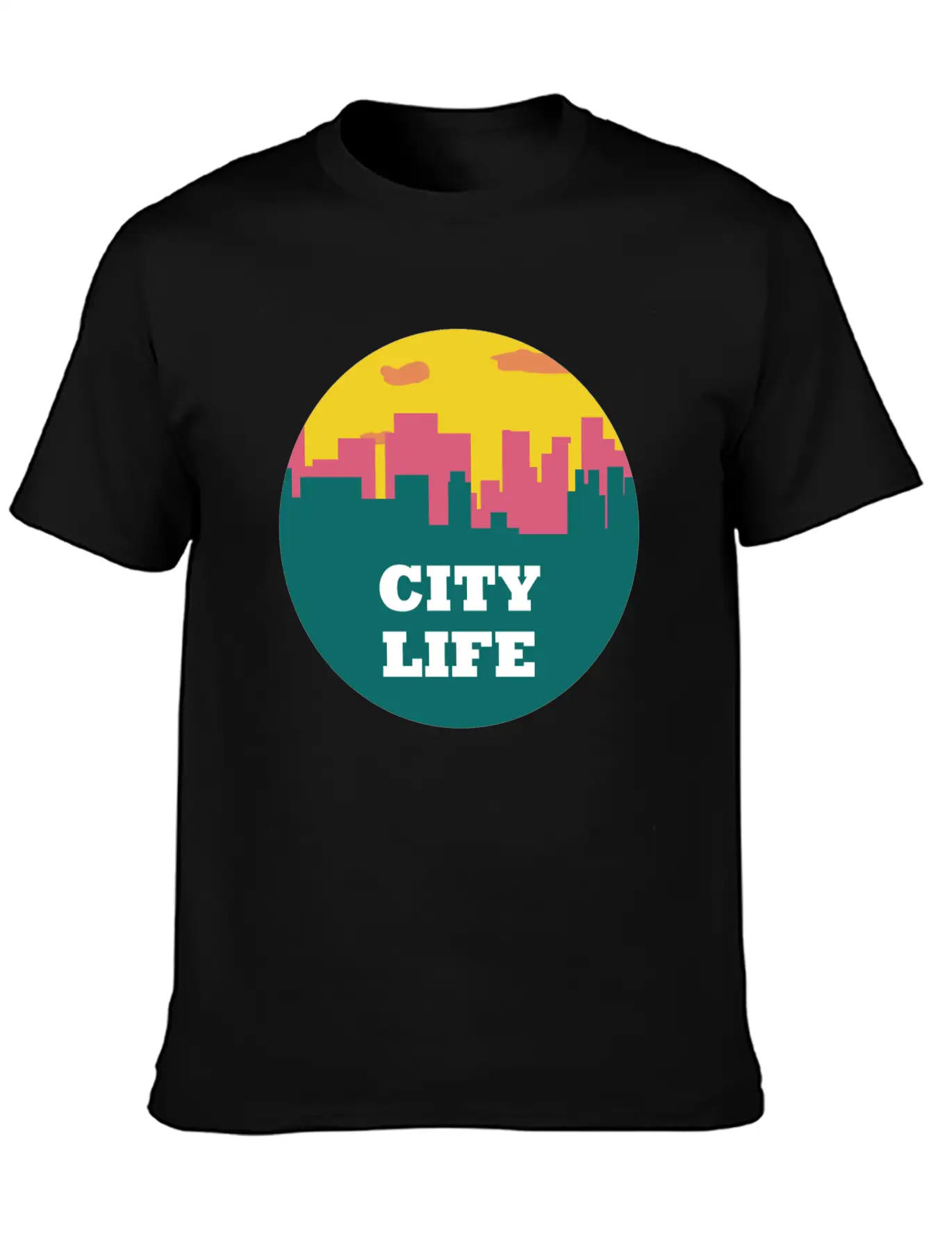 City Life - Urban Skyline At Sunset Unisex Casual T-Shirt – Clean Design For Daily Comfort