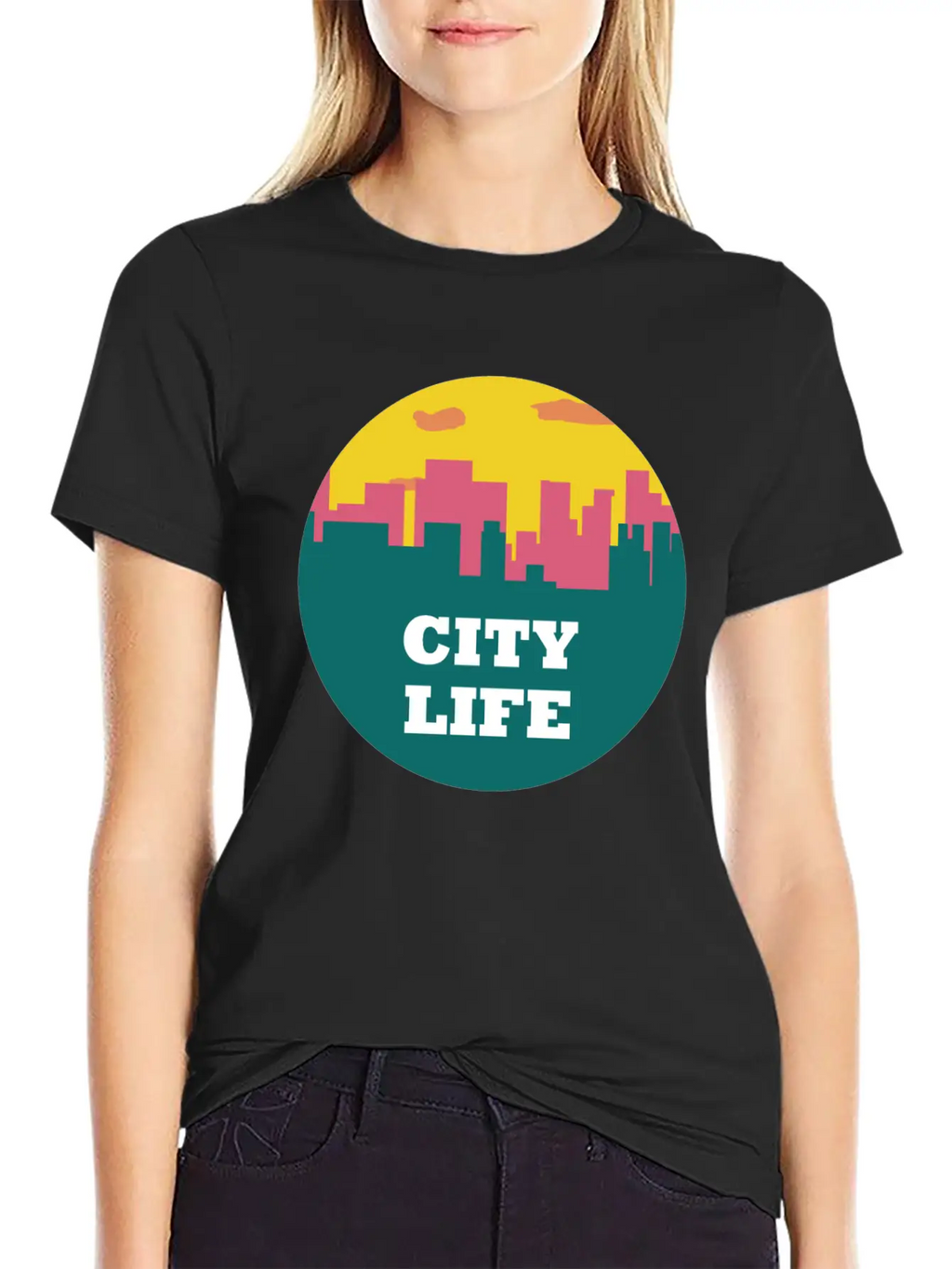 City Life - Urban Skyline At Sunset Unisex Casual T-Shirt – Clean Design For Daily Comfort