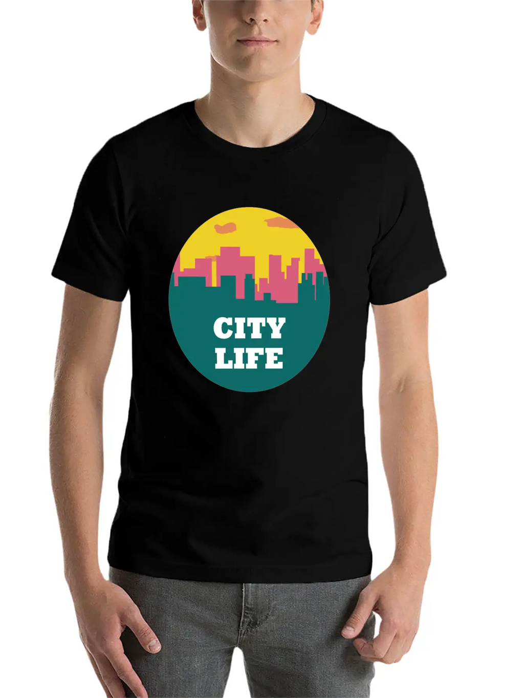 City Life - Urban Skyline At Sunset Unisex Casual T-Shirt – Clean Design For Daily Comfort