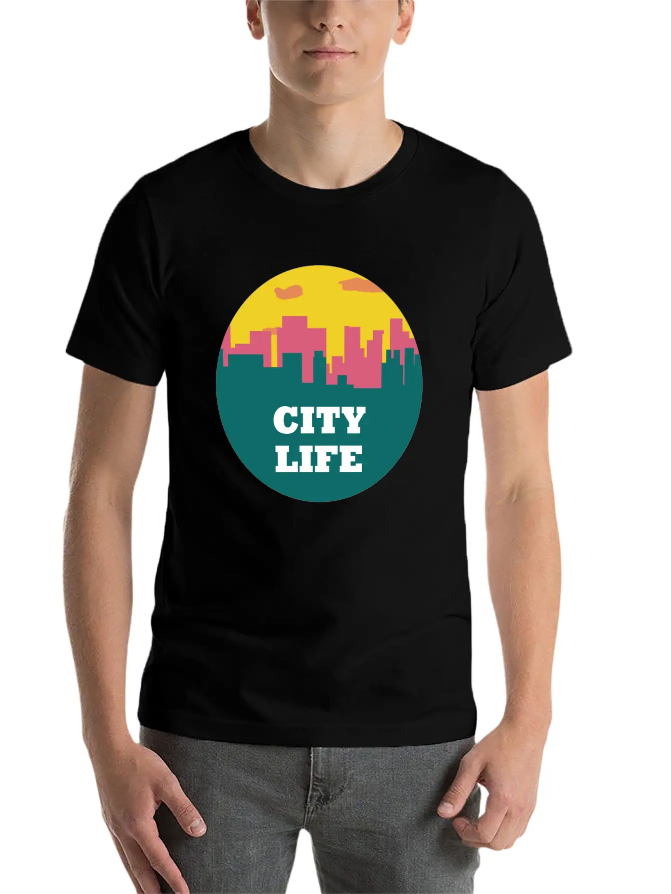 City Life - Urban Skyline At Sunset Unisex Casual T-Shirt – Clean Design For Daily Comfort