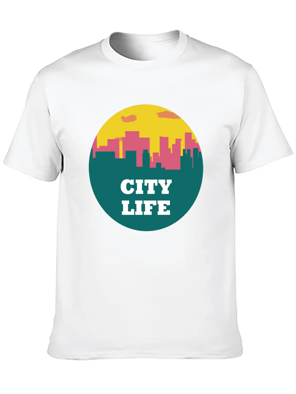 City Life - Urban Skyline At Sunset Unisex Casual T-Shirt – Clean Design For Daily Comfort