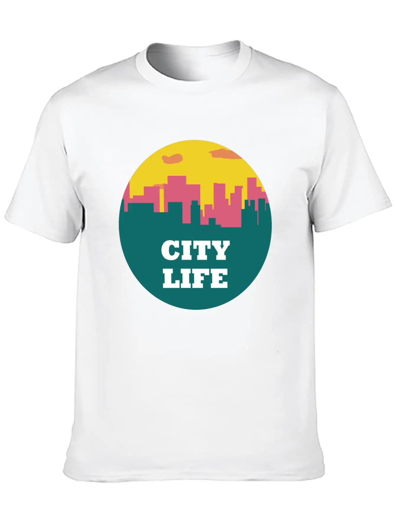City Life - Urban Skyline At Sunset Unisex Casual T-Shirt – Clean Design For Daily Comfort