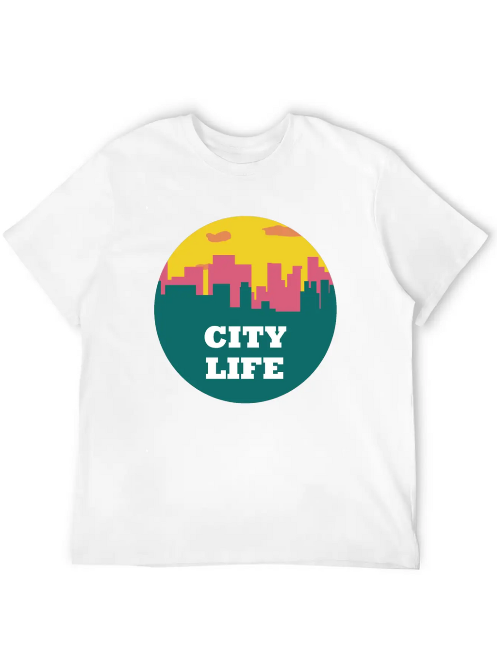 City Life - Urban Skyline At Sunset Unisex Casual T-Shirt – Clean Design For Daily Comfort