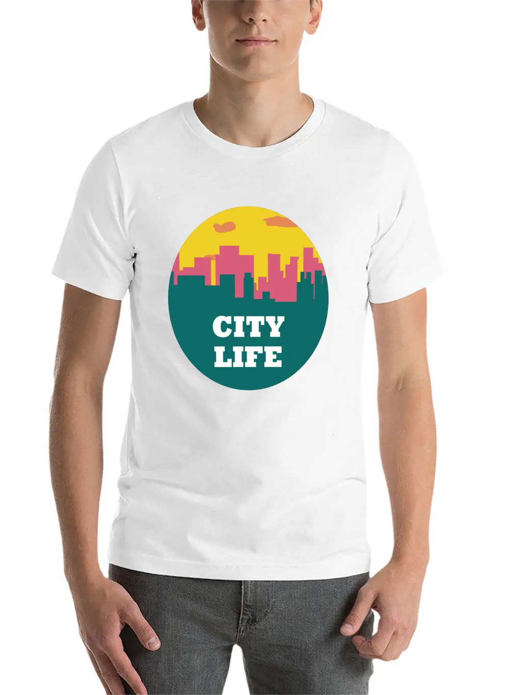 City Life - Urban Skyline At Sunset Unisex Casual T-Shirt – Clean Design For Daily Comfort