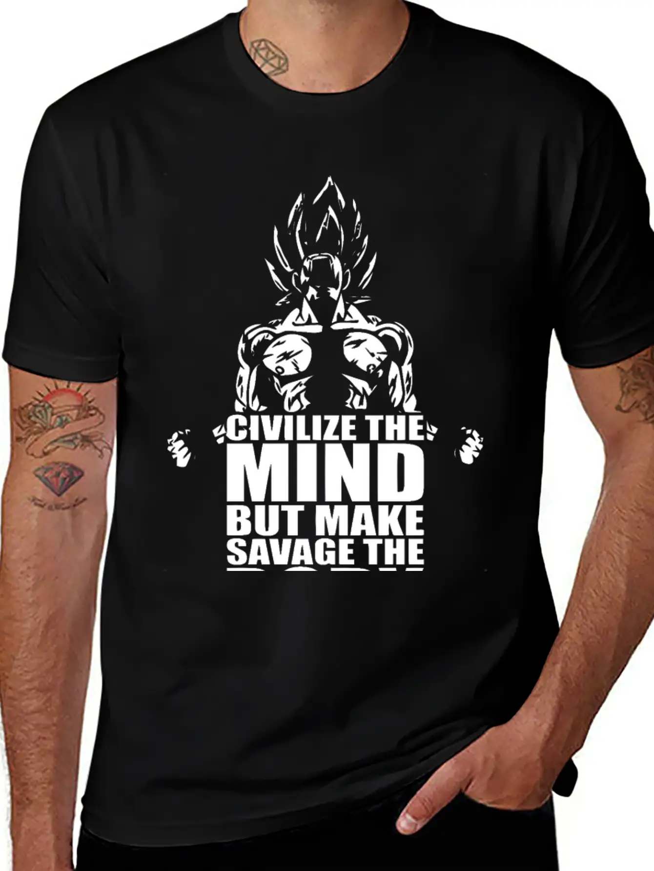 Civilize The Mind But Make Savage The Body Unisex Short Sleeve Soft Cotton T-Shirt – Casual Everyday Wear