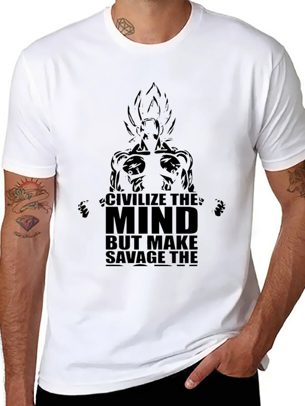 Civilize The Mind But Make Savage The Body Unisex Short Sleeve Soft Cotton T-Shirt – Casual Everyday Wear