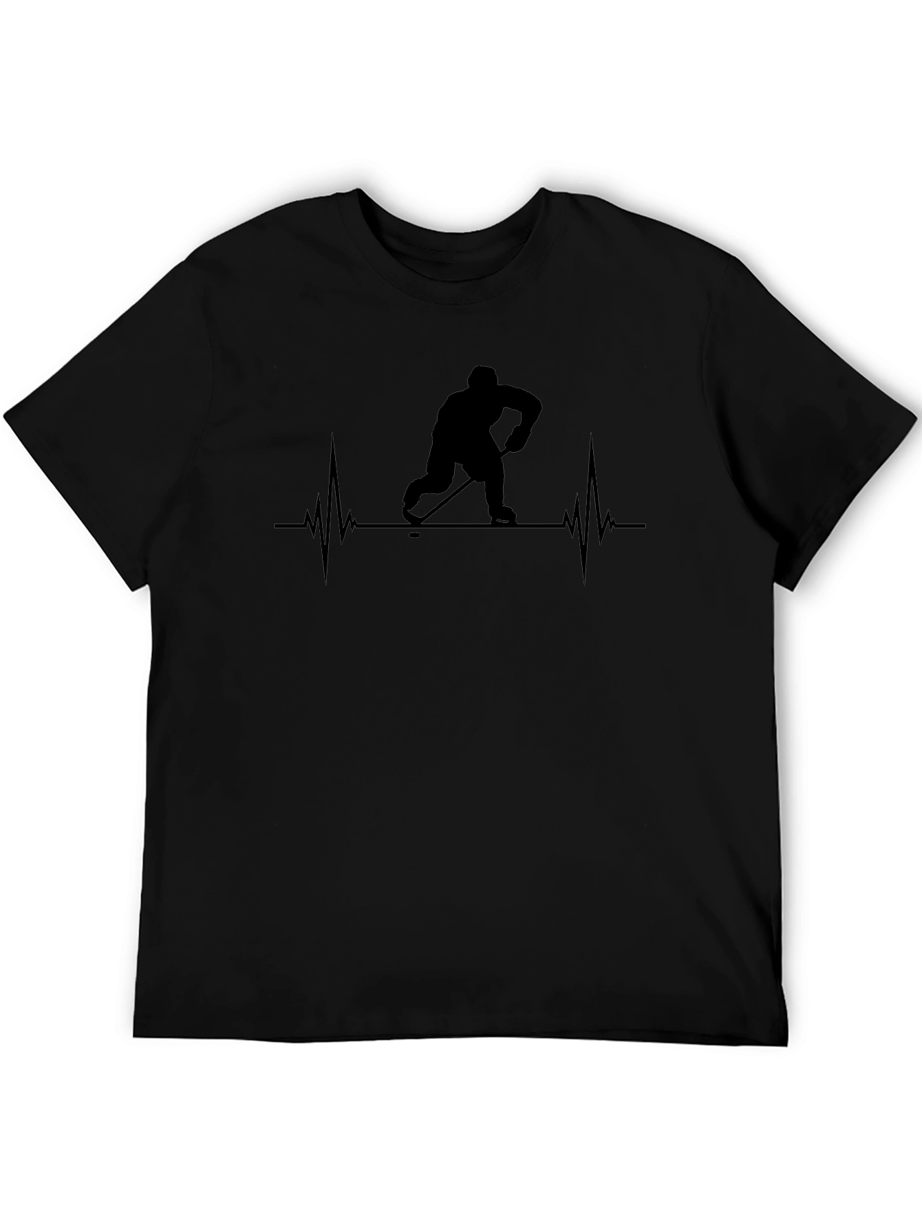 Hockey Heartbeat T-Shirt - Black Graphic Tee