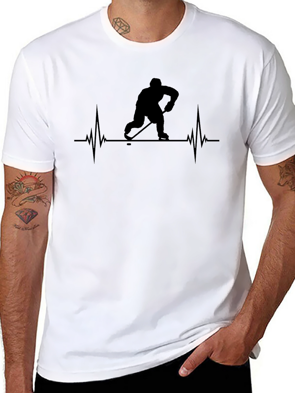 Hockey Heartbeat T-Shirt - Black Graphic Tee