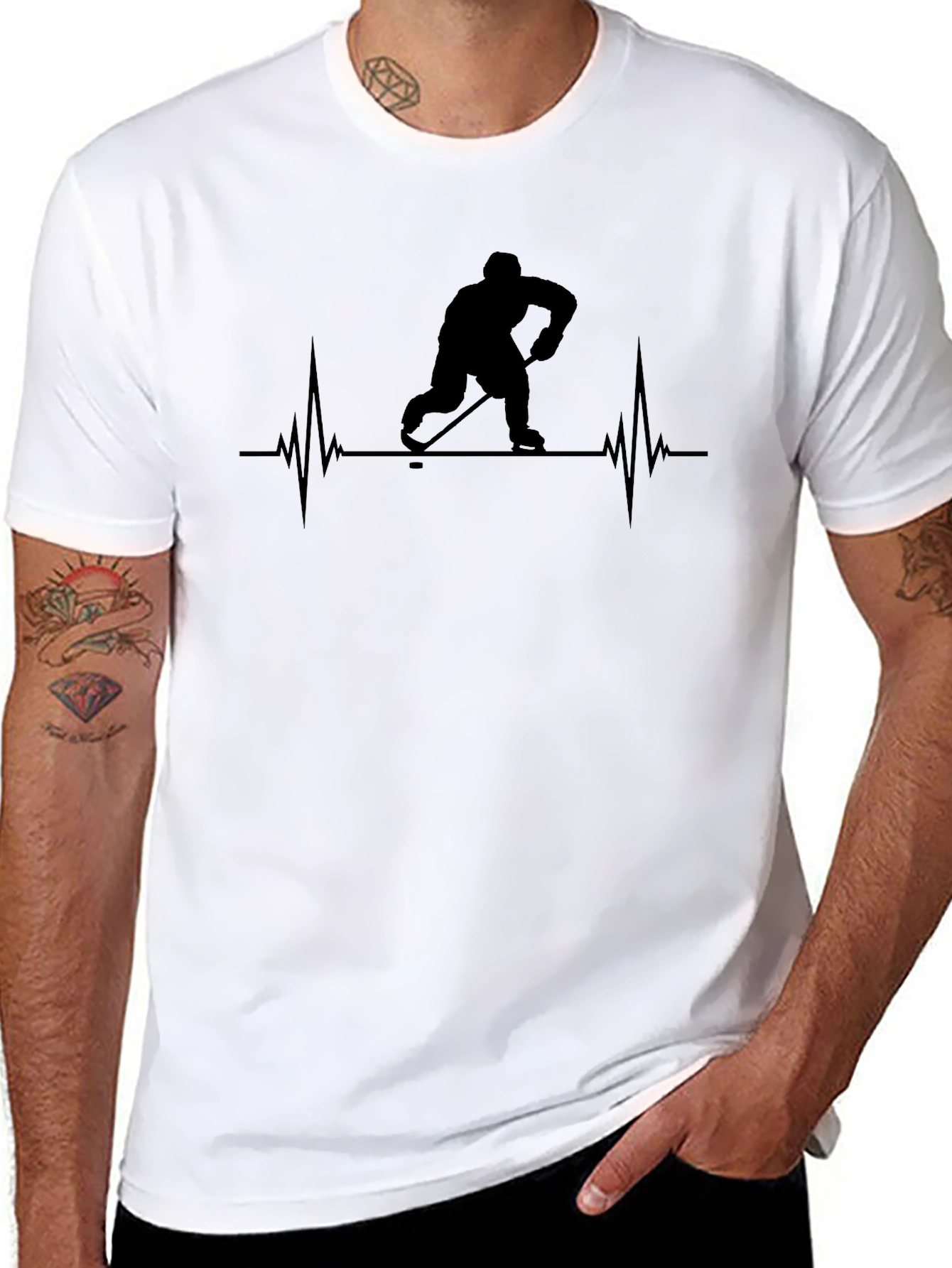 Hockey Heartbeat T-Shirt - Black Graphic Tee