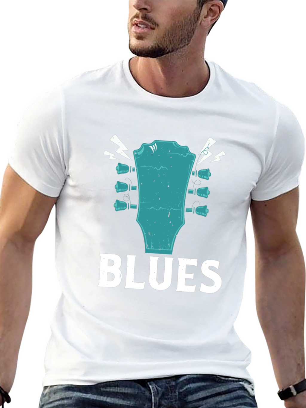 Blues Guitar Headstock Graphic T-Shirt