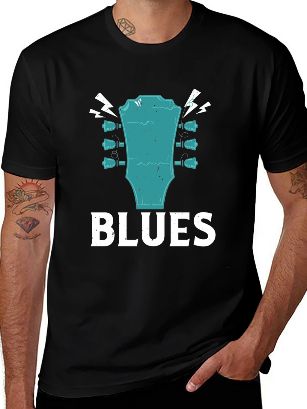Blues Guitar Headstock Graphic T-Shirt