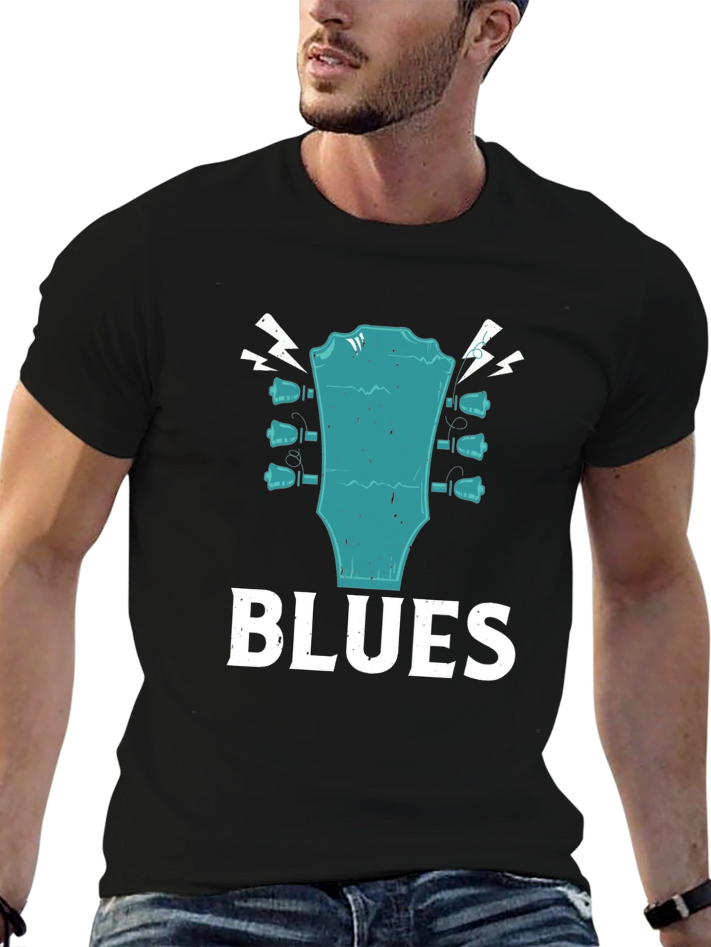 Blues Guitar Headstock Graphic T-Shirt
