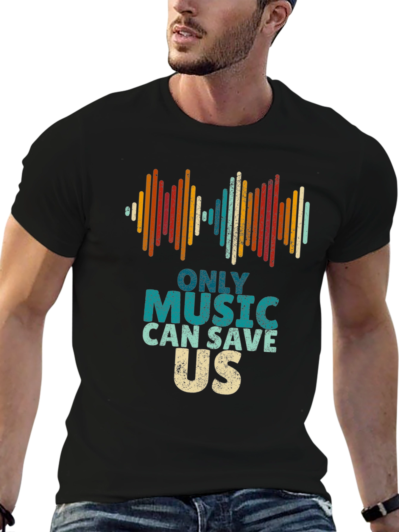 Music Saves Us Graphic Tee - Retro Style