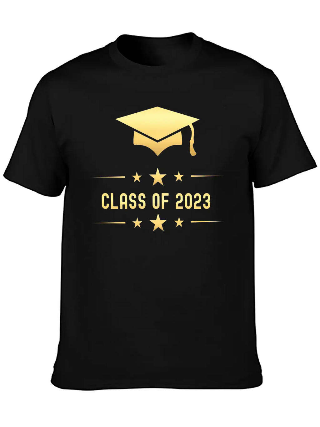 Class Of 2023 Gold Graduation Hat Casual Graphic T-Shirt – Simple And Comfortable Daily Wear